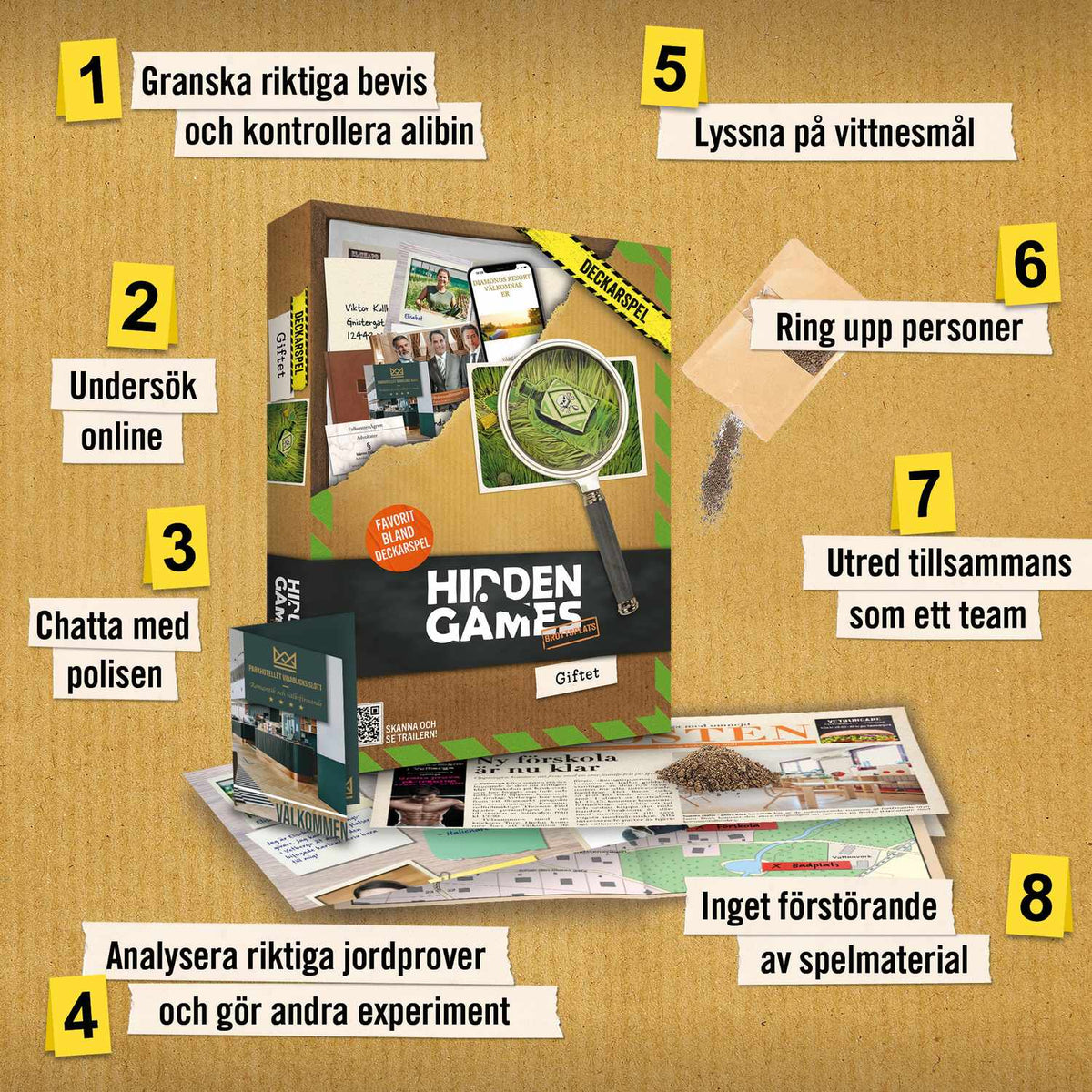 Crime Scene Board Game - Mystery Puzzle Adventure