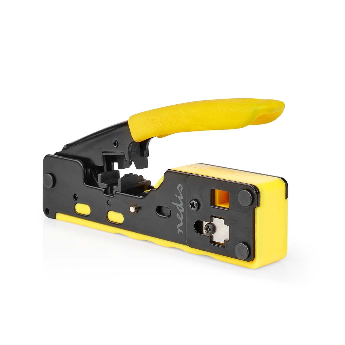 Crimping pliers | CAT5 / CAT5e / CAT6 / CAT6a / CAT7 / RJ12 / RJ45 | Cutting / Stripping / Pliers | Rubber / Steel | Yellow / Black