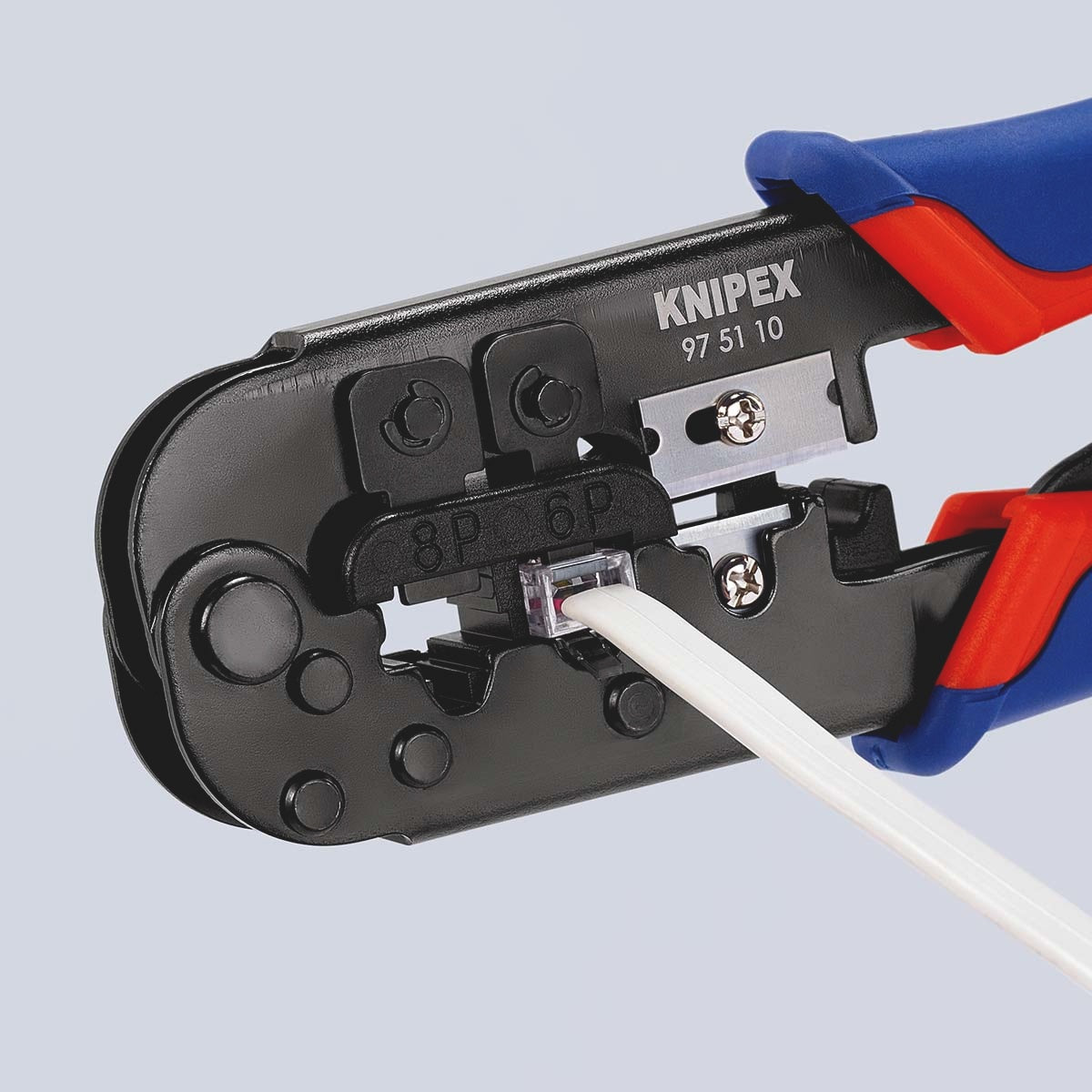 Crimping tool for modular connectors Western plugs RJ11/12 (6-pin) 9.65 mm, RJ45 (8-pin) 11.68 mm