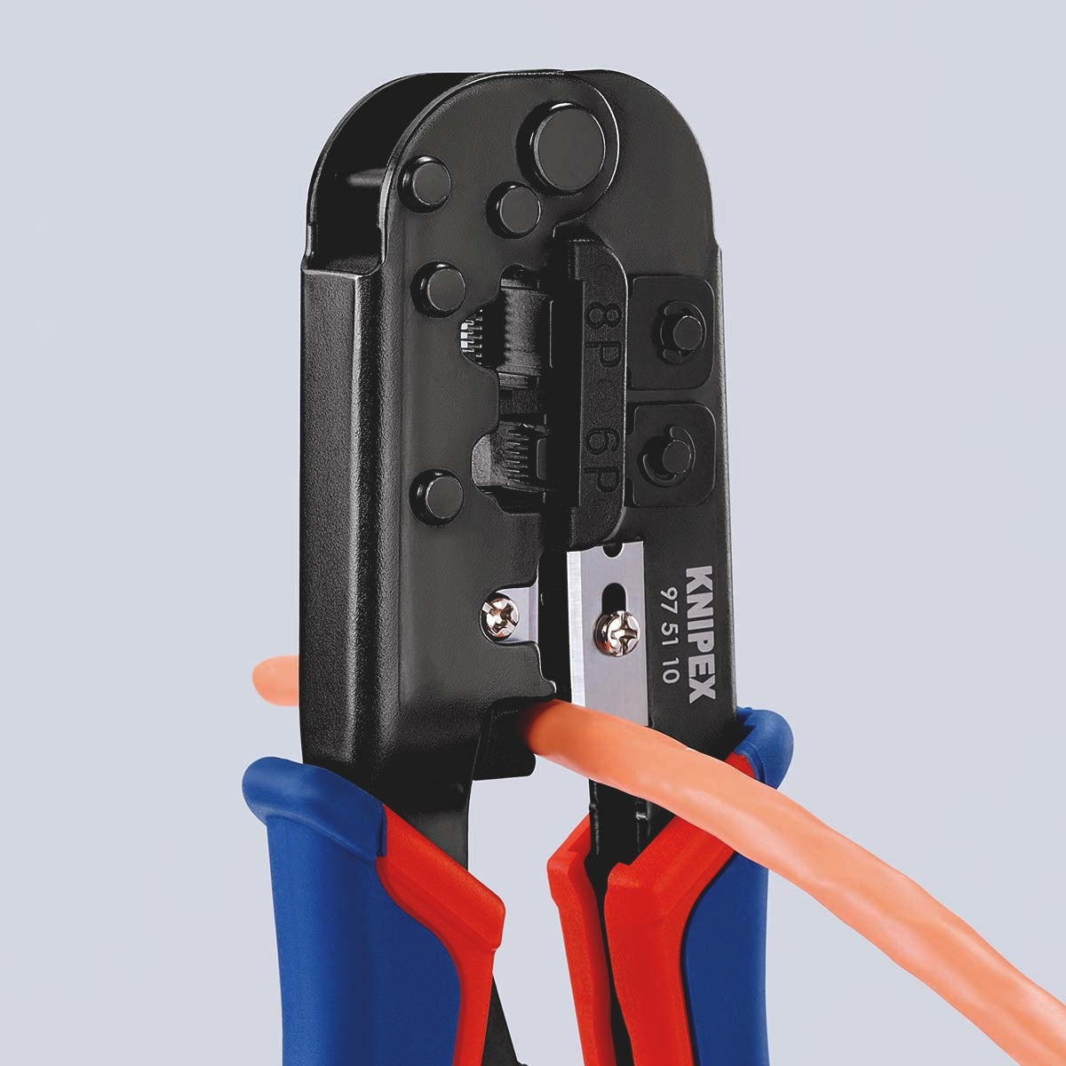 Crimping tool for modular connectors Western plugs RJ11/12 (6-pin) 9.65 mm, RJ45 (8-pin) 11.68 mm