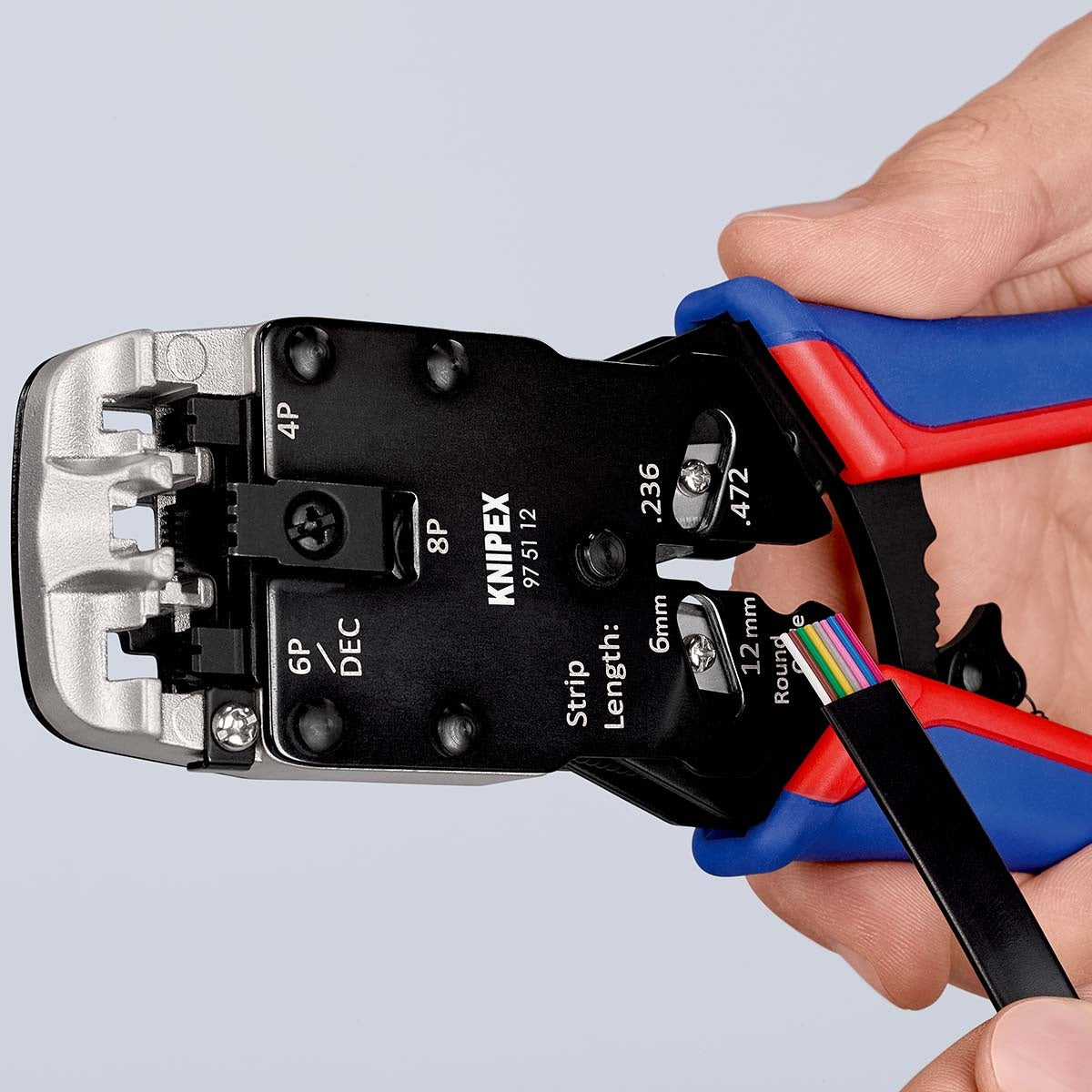 Crimp lever pliers for Western plugs Western connector RJ10 (4-pin) 7.65 mm, RJ11/12 (6-pin) 9.65 mm, RJ45 (8-pin) 11.68 mm
