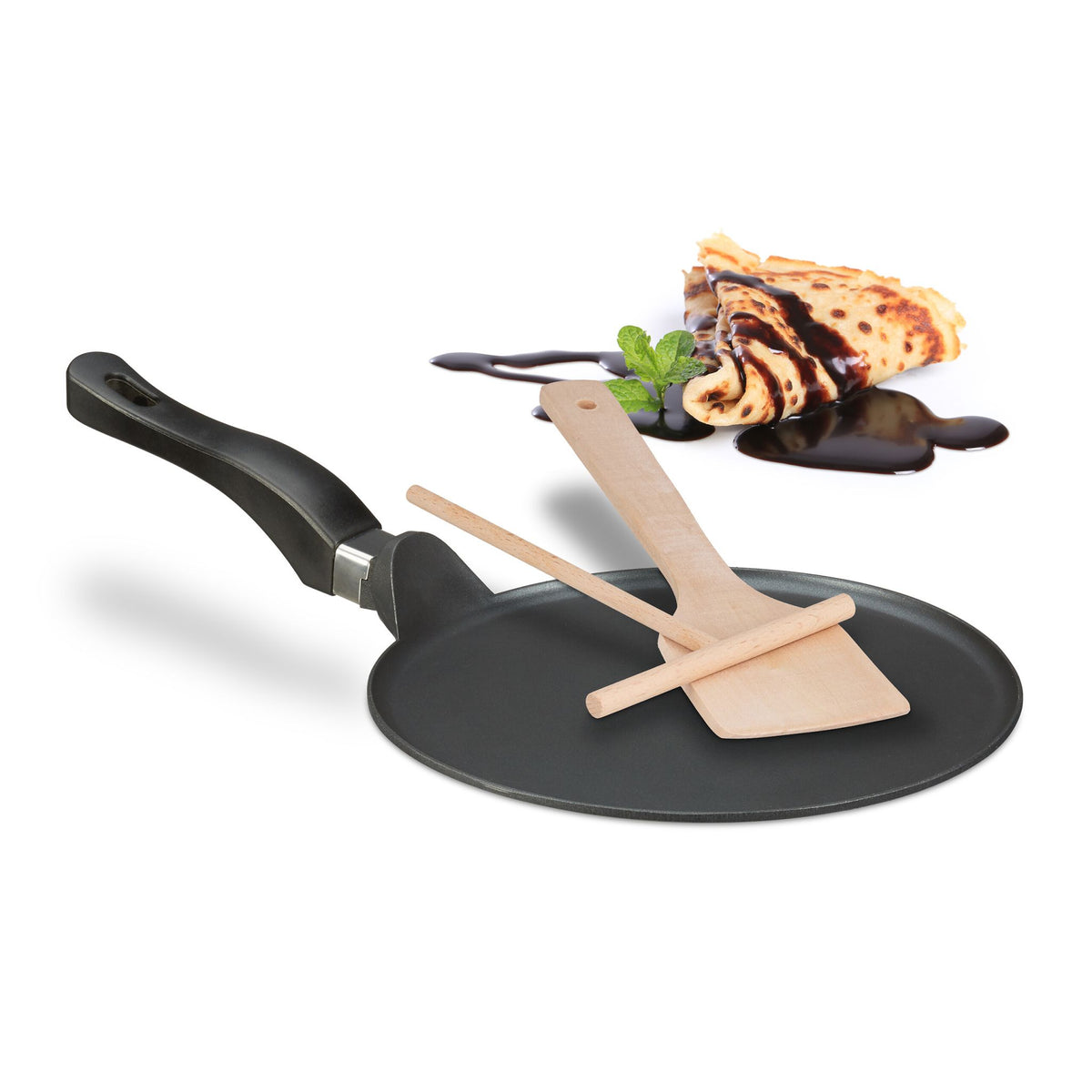 Crêpe pan with accessories