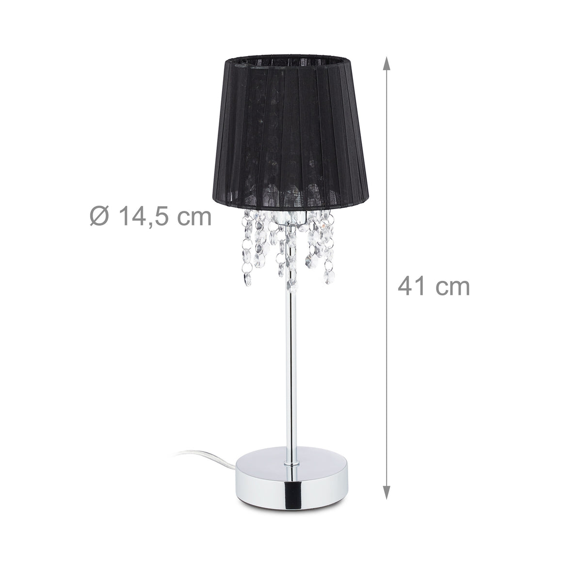 Crystal table lamp with organza shade
