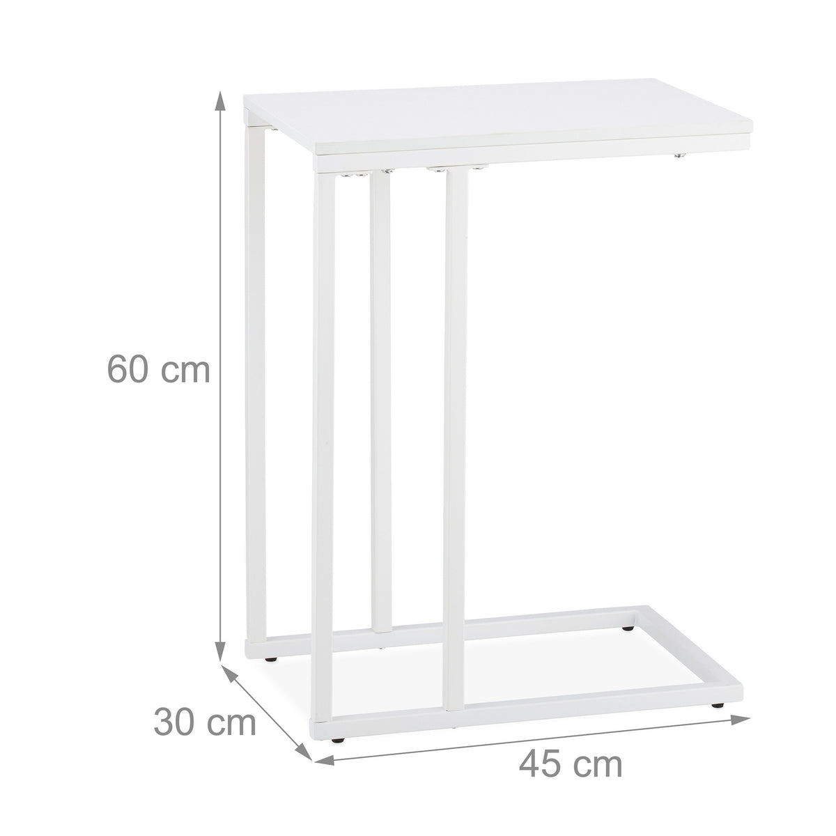 C-shaped side table in white