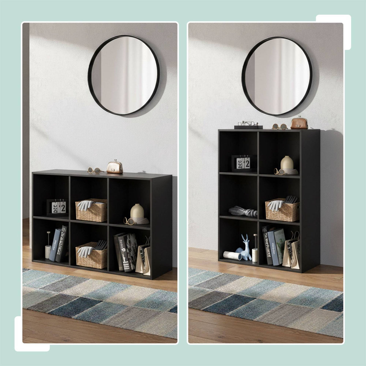 Cube Bookcase, Freestanding Shelf with Open Compartments