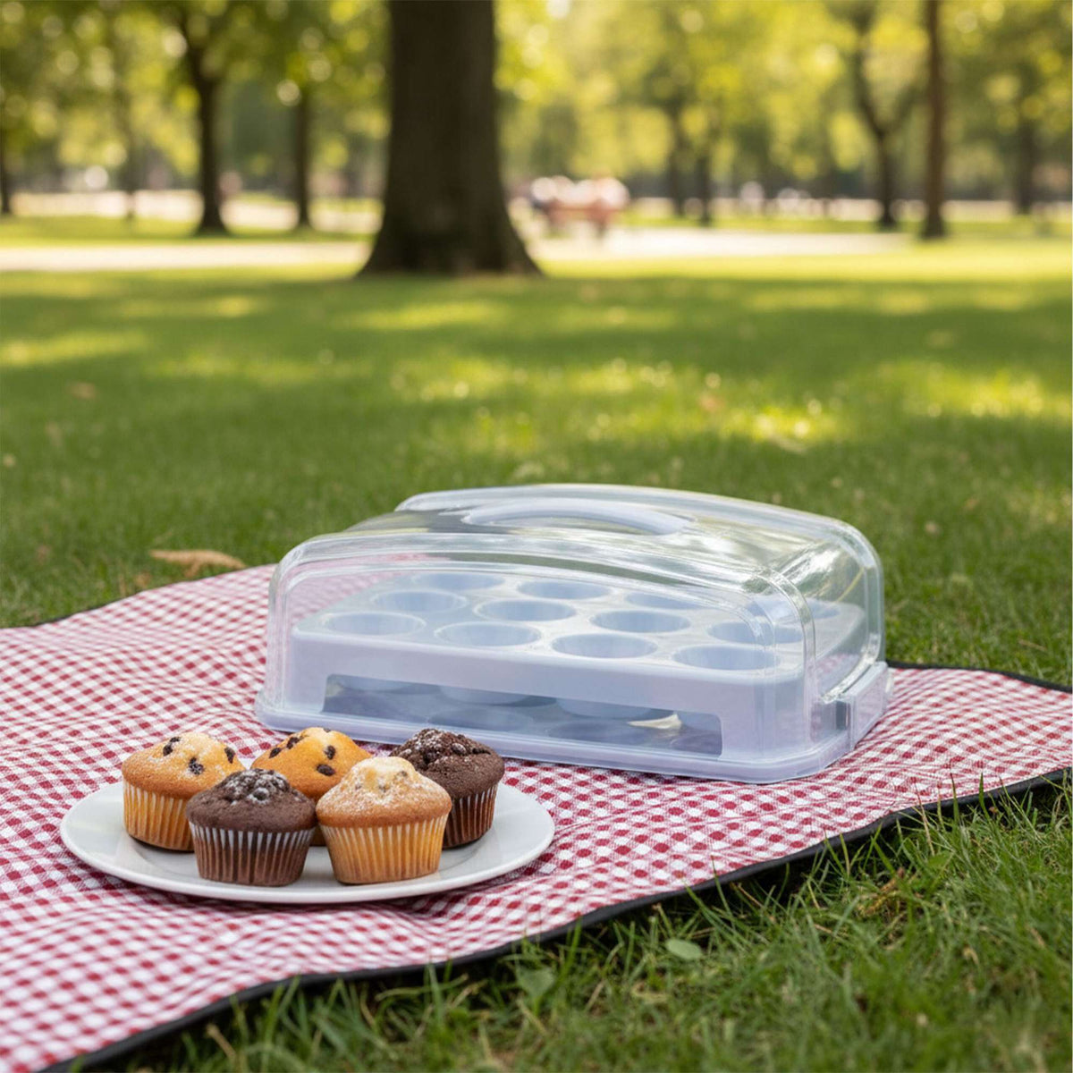 Cupcake Storage Box with Handle – Holds 24 Muffins