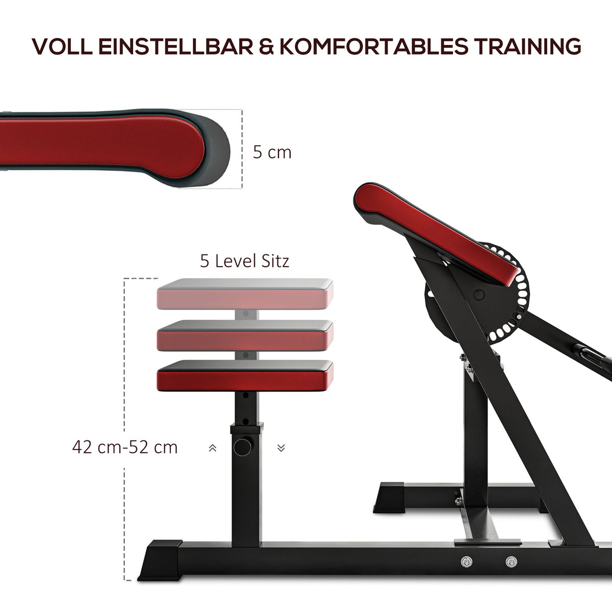 Curl bench & tricep extension, 5 seat adjustments, 25 angles, steel & synthetic leather, black