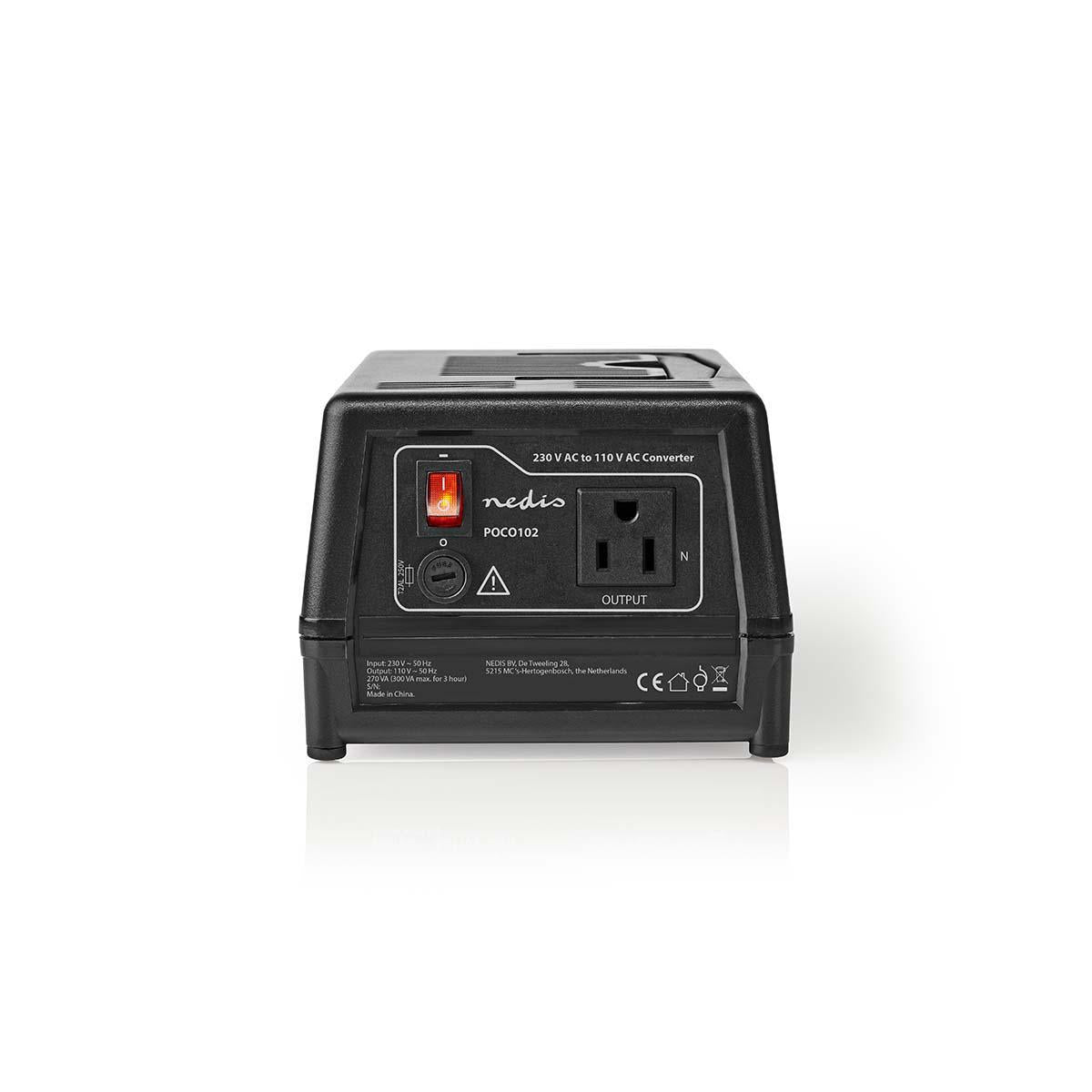 Current converter | Power adapter | 230 V AC 50 Hz | 300 W | Grounded contact | Black