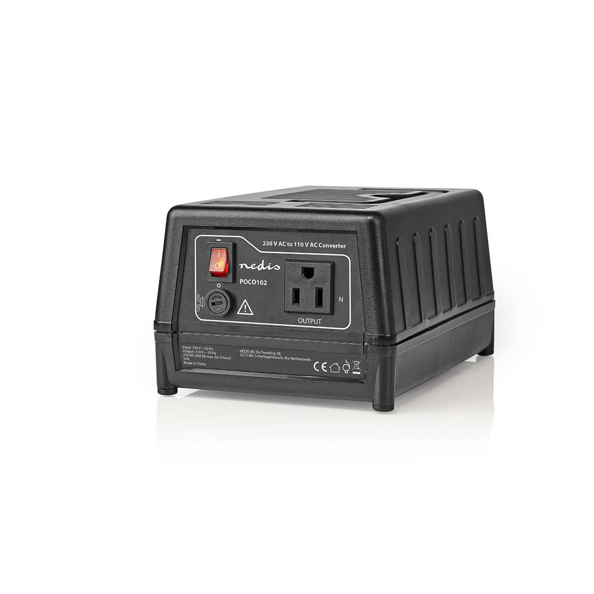 Current converter | Power adapter | 230 V AC 50 Hz | 300 W | Grounded contact | Black