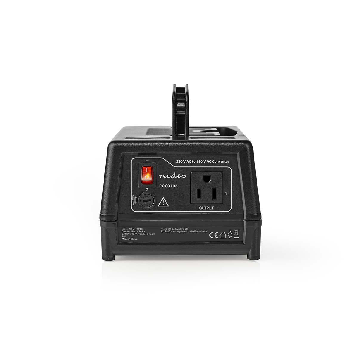 Current converter | Power adapter | 230 V AC 50 Hz | 300 W | Grounded contact | Black