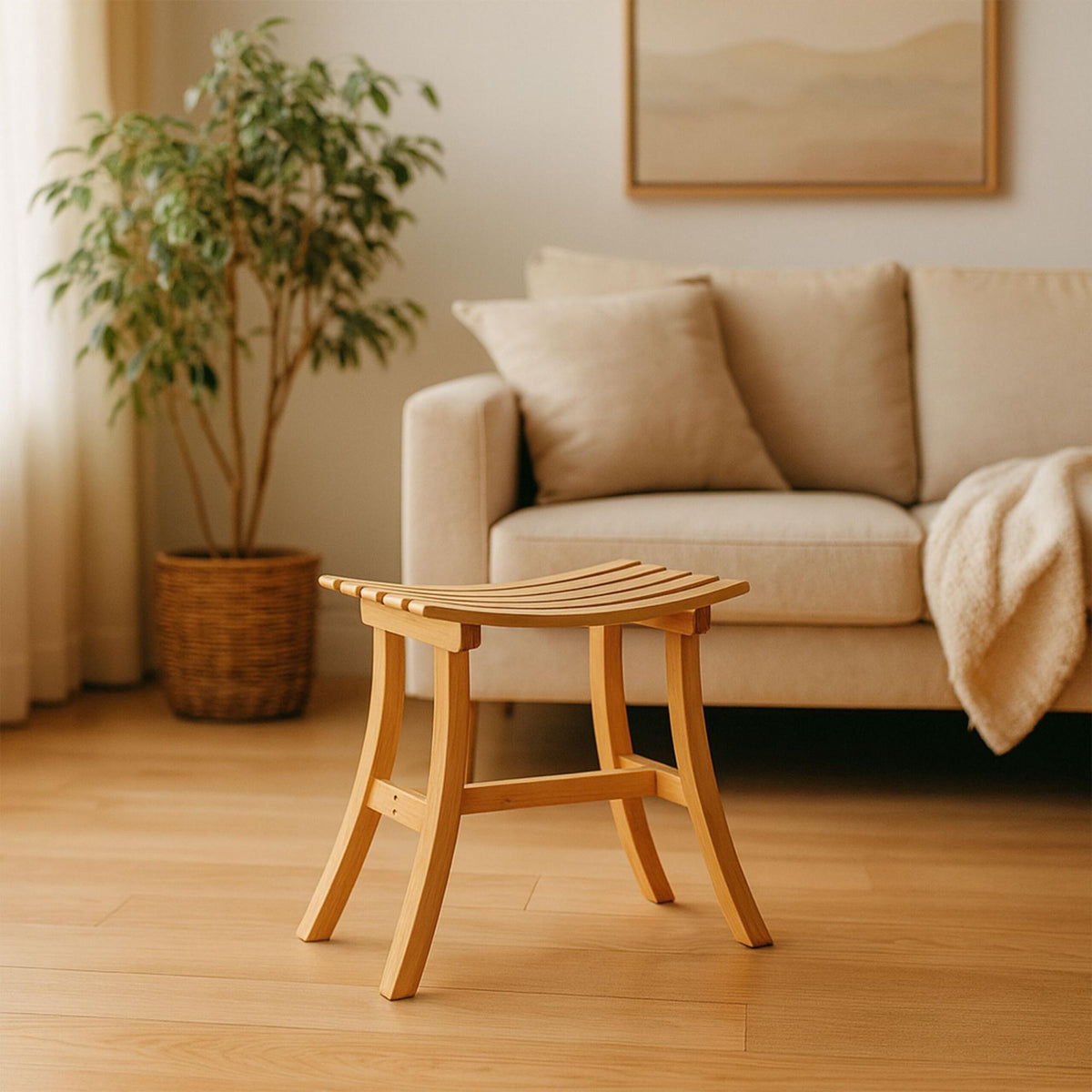 Curved bamboo stool