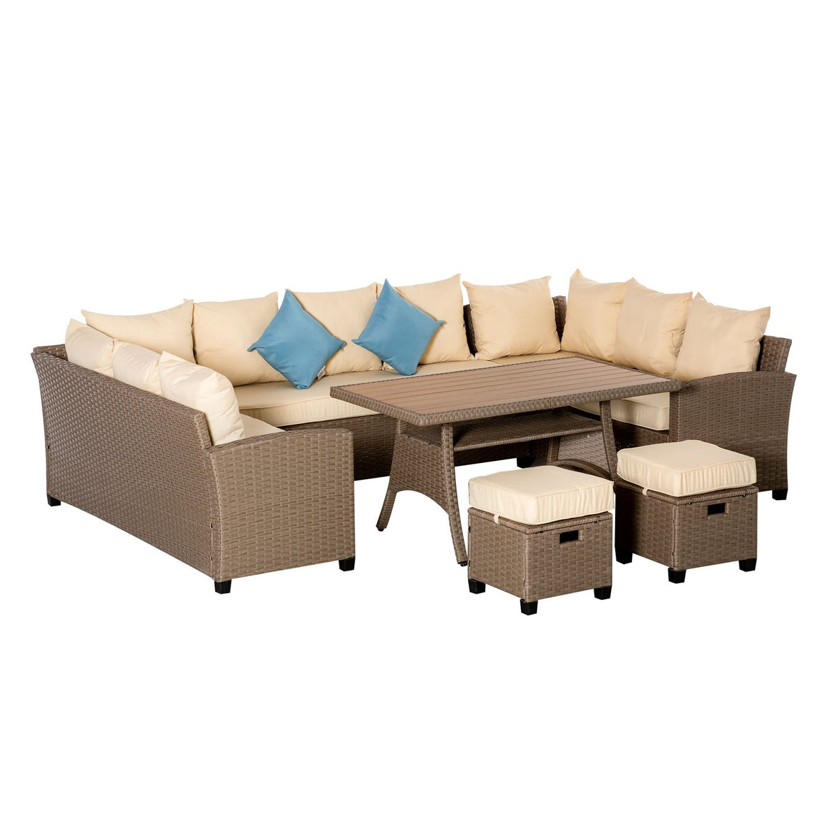 Cushion, Brown+Khaki+Blue