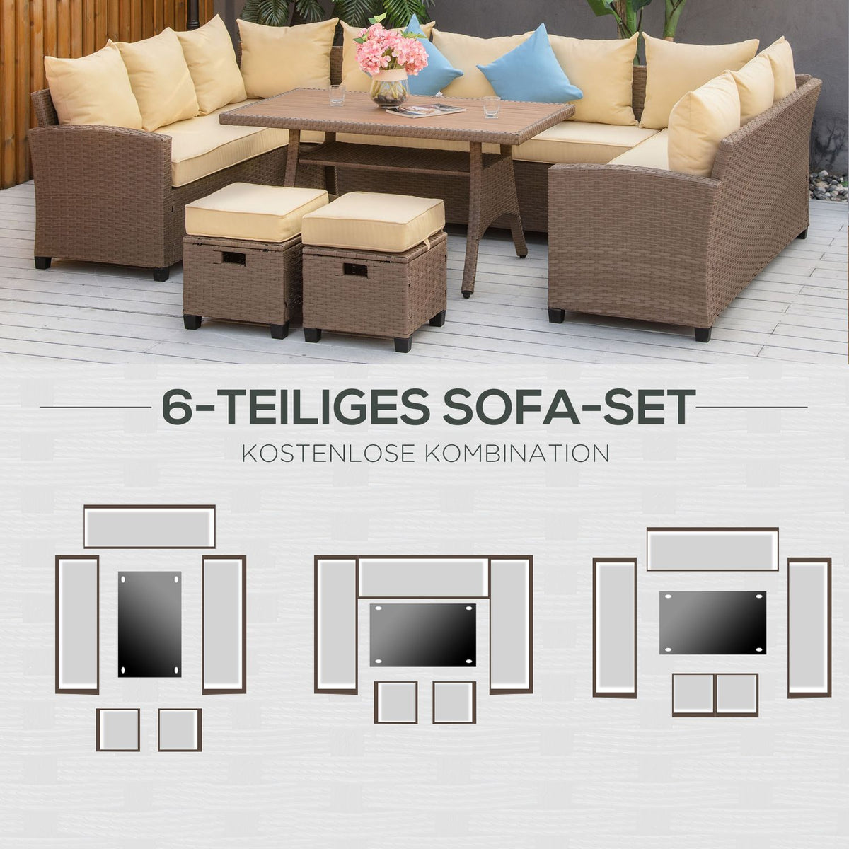 Cushion, Brown+Khaki+Blue