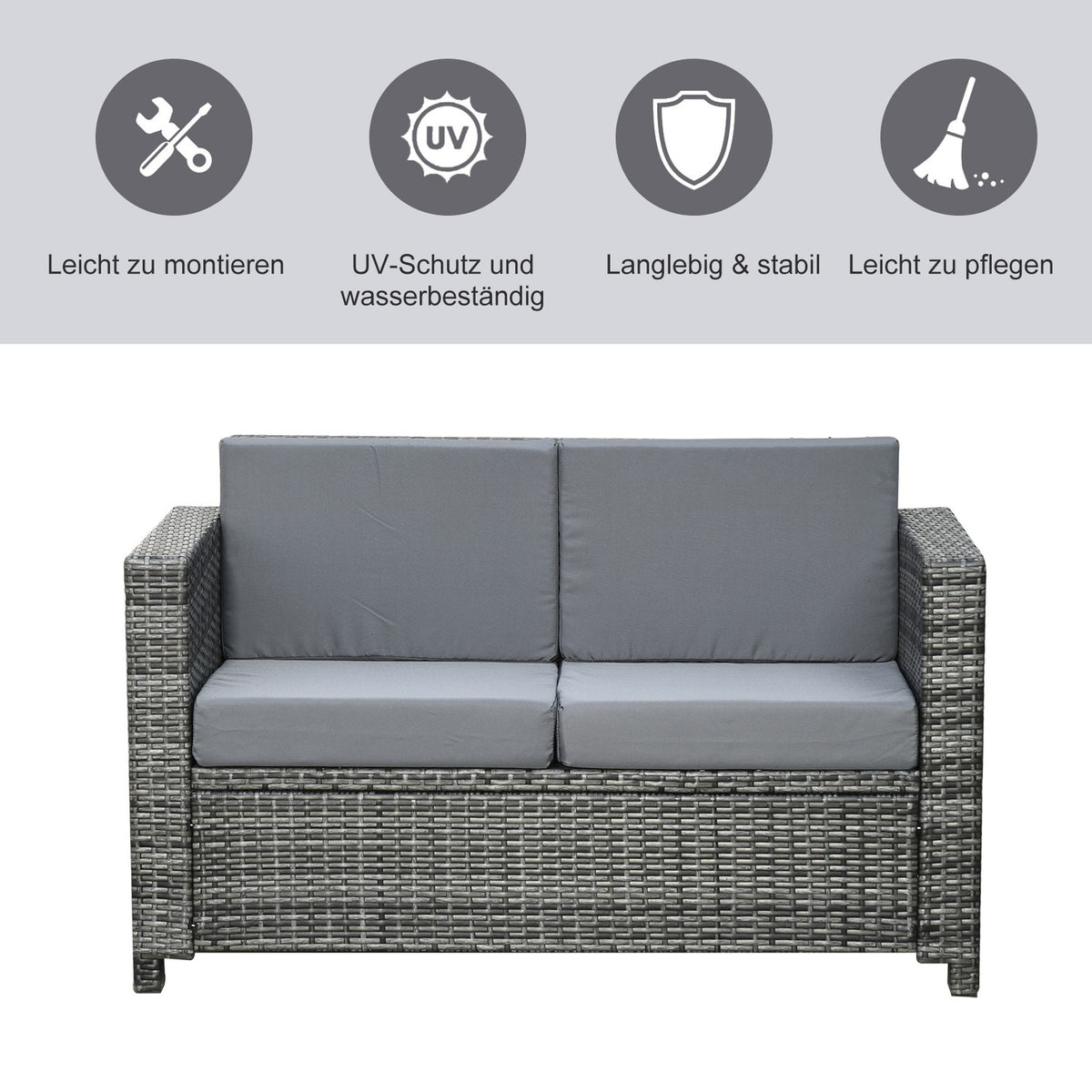 Cushion, Metal & Polyester, 130X70X80Cm, For Terrace & Balcony
