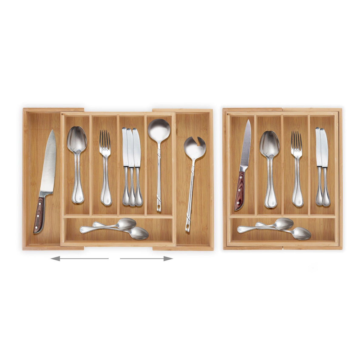 Cutlery box bamboo extendable