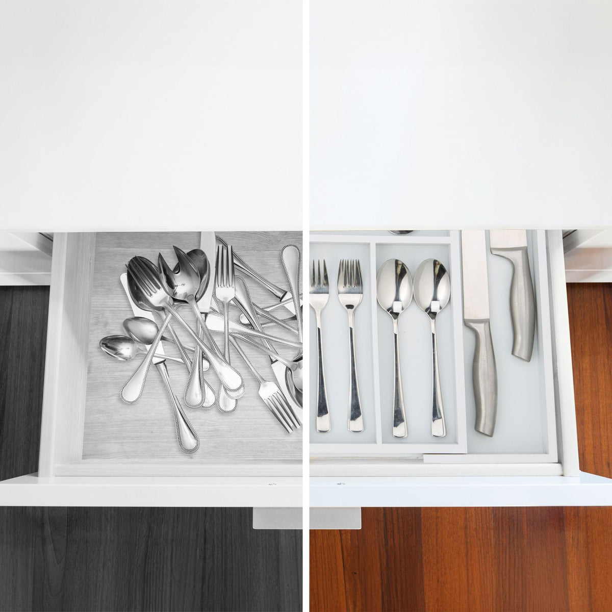 Cutlery tray bamboo white