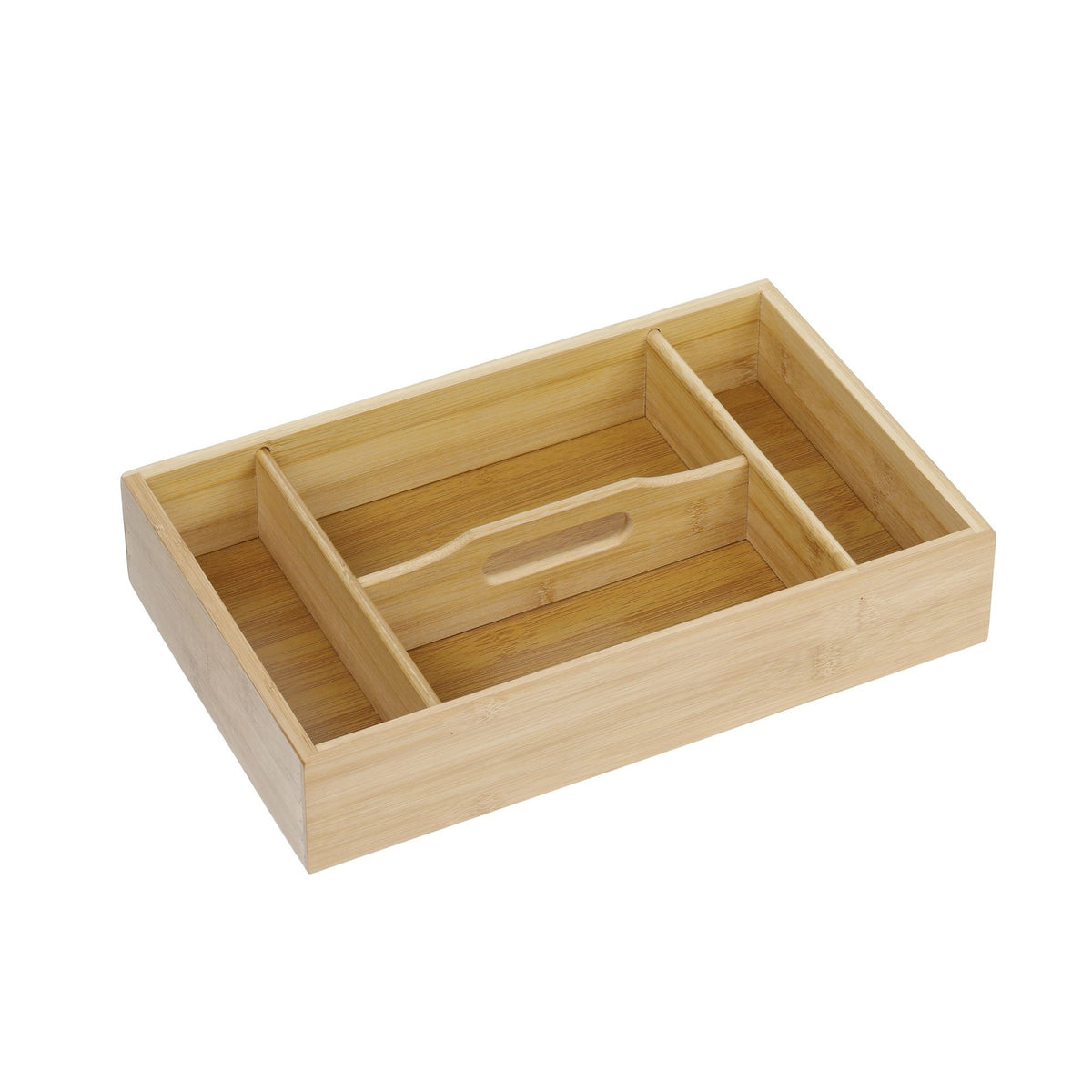 Cutlery tray in bamboo with carrying handle