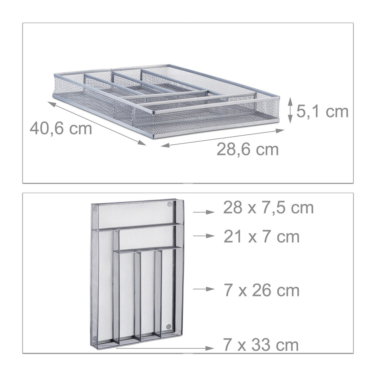 Cutlery tray in metal mesh L