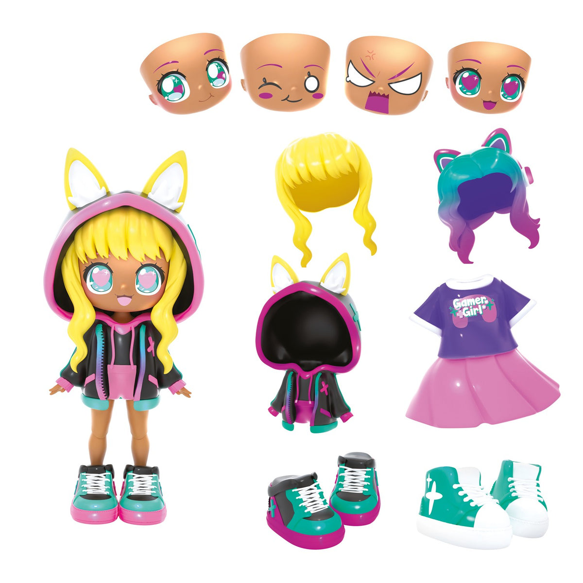 Cybepunk Anime Doll Set, 14 cm, 32 Style Options