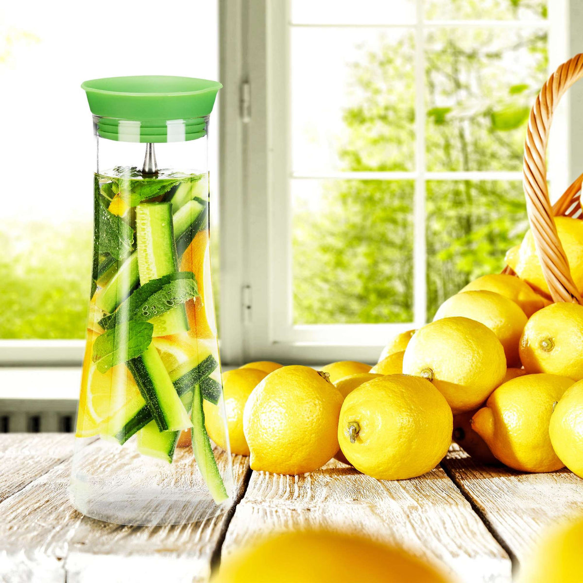 Cylindrical glass decanter 1 l