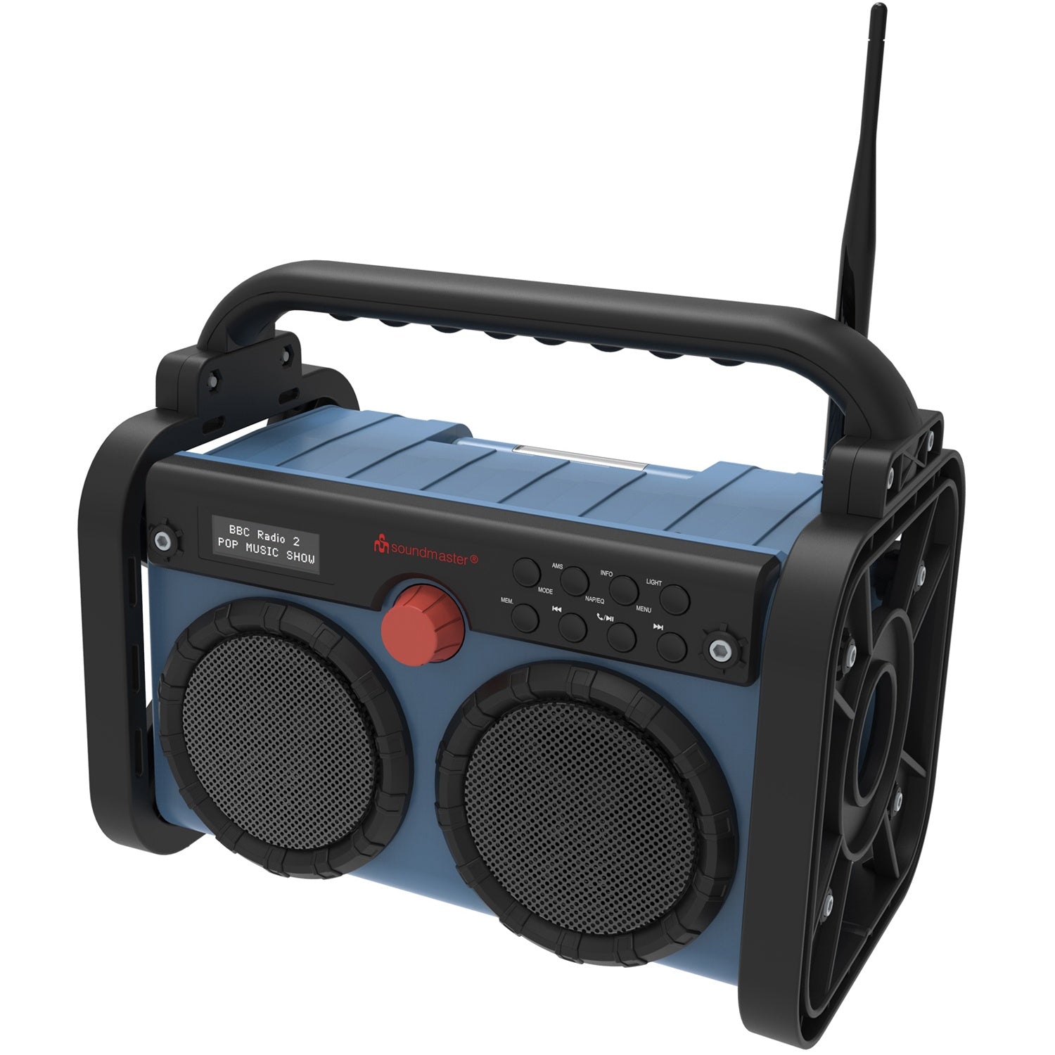 DAB85BL Stereo DAB+/FM construction/garden radio with Bluetooth®, LED lighting & Li-Ion battery