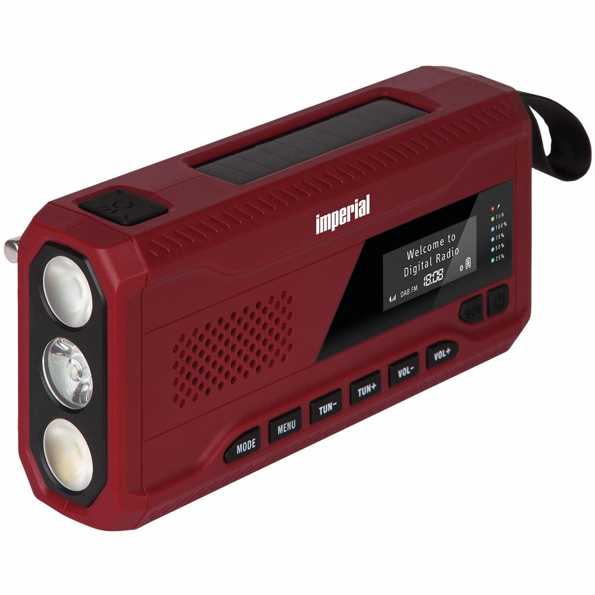 DABMAN OR 2 Mobile DAB+ / FM / Bluetooth Outdoor Radio / Crank Radio Red