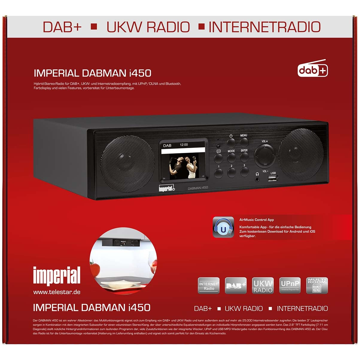 DABMAN i450 Hybrid Stereo Radio DAB+ / FM / Internet /Bluetooth Black