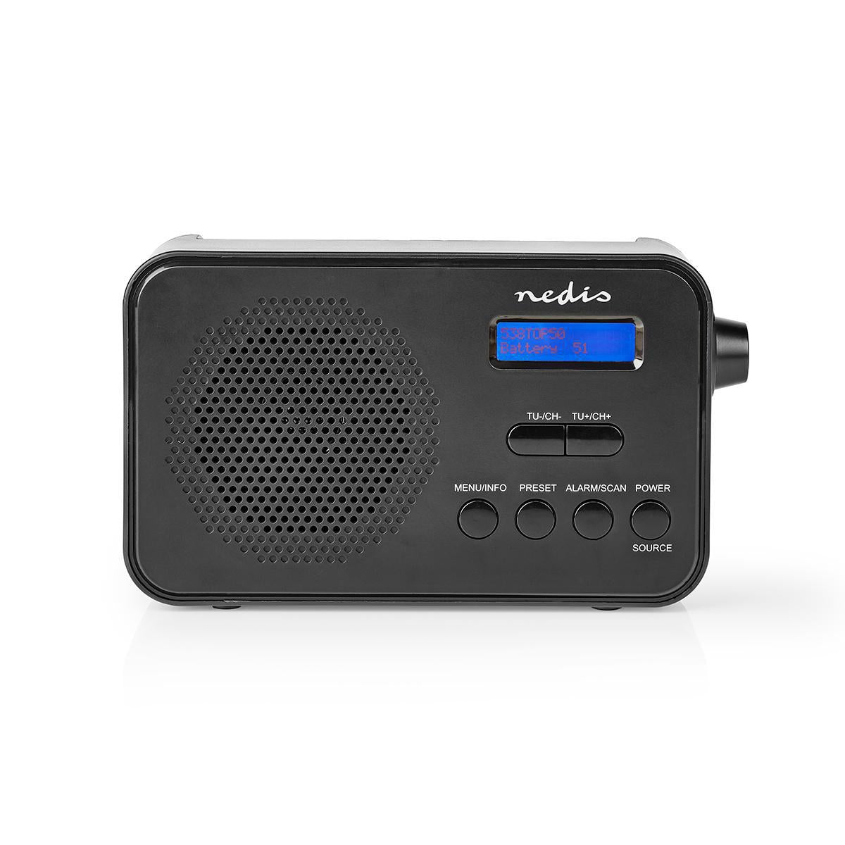 DAB+ Radio | Portable design | DAB+ / FM | 1.3 " | Black Blue Screen | Battery Powered / USB Power | Digital | 3.6 W | Bluetooth® | Headphone Jack | Alarm Clock | Sleep Timer | Black
