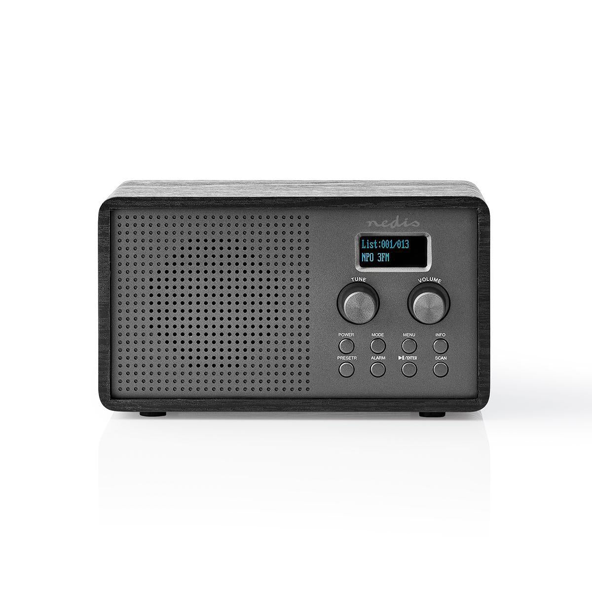 DAB+ Radio | Table Design | DAB+ / FM | 1.3 " | Black White Screen | Battery Powered / USB Power | Digital | 4.5 W | Bluetooth® | Alarm Clock | Sleep Timer | Black