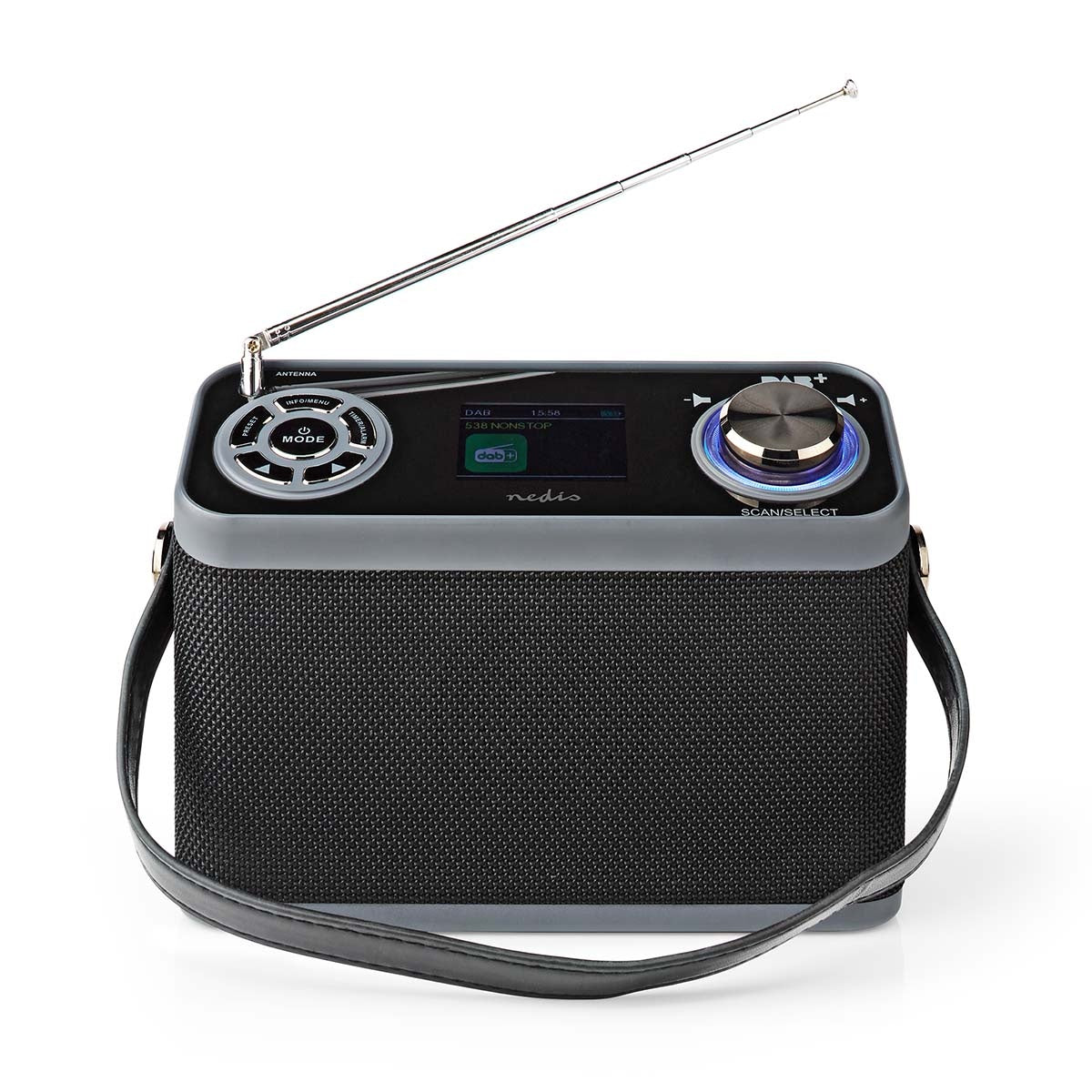 DAB+ Radio | Table Design | DAB+ / FM | 2.4 " | Color screen | Battery powered / Power adapter | Digital | 24 W | Bluetooth® | Headphone jack | Alarm clock | Sleep timer | Carrying handle | Black