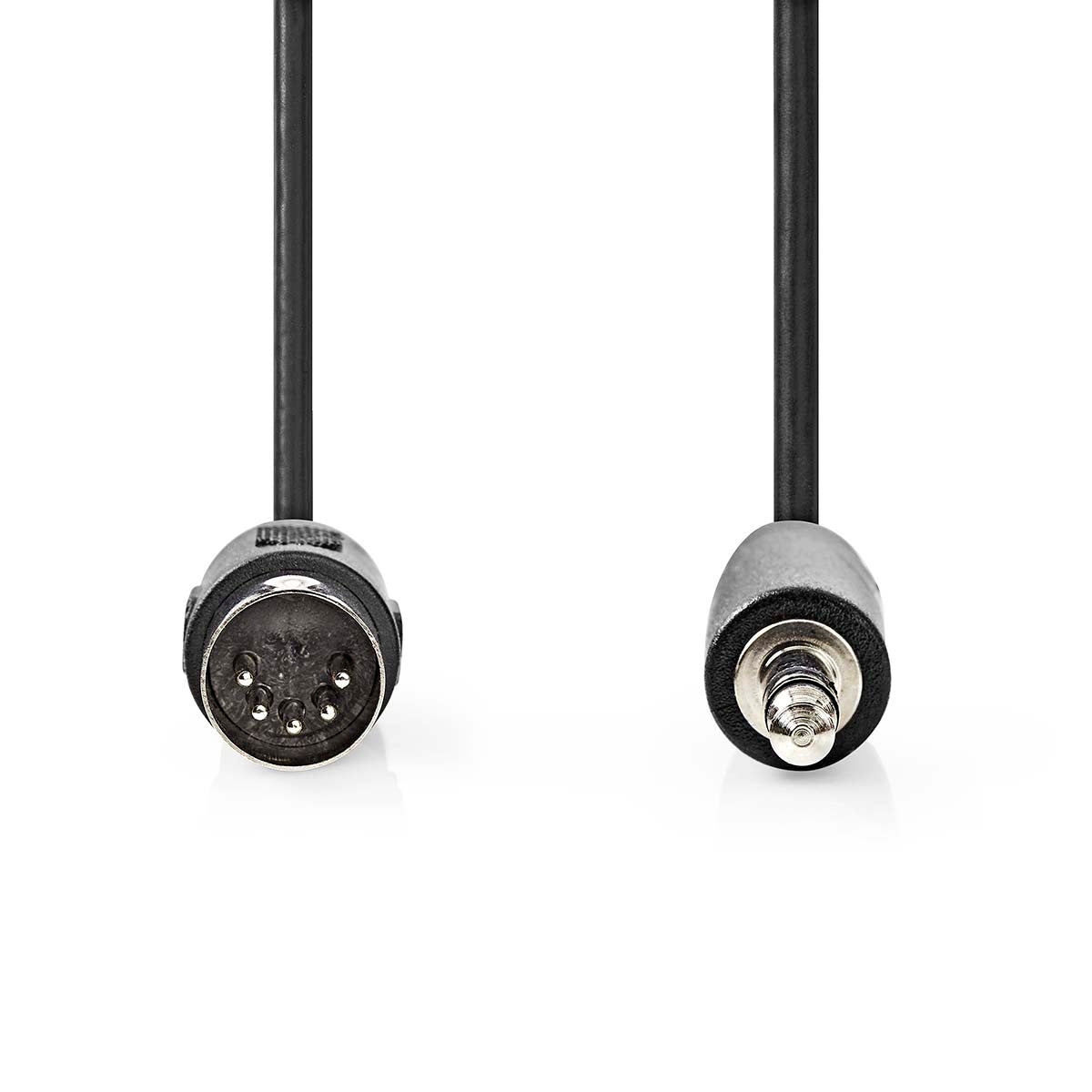 DIN Audio Cable | DIN 5-Pin Male | 3.5 mm Male | Nickel Plated | 1.00 m | Round | PVC | Black | Label