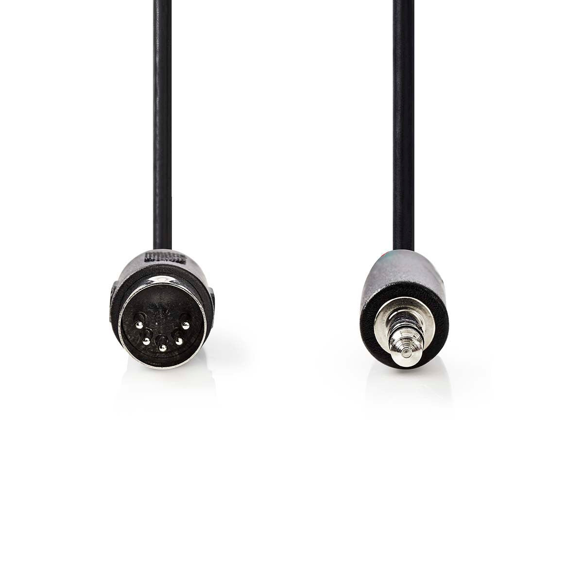 DIN Audio Cable | DIN 5-Pin Male | 3.5 mm Male | Nickel Plated | 2.00 m | Round | PVC | Black | Label