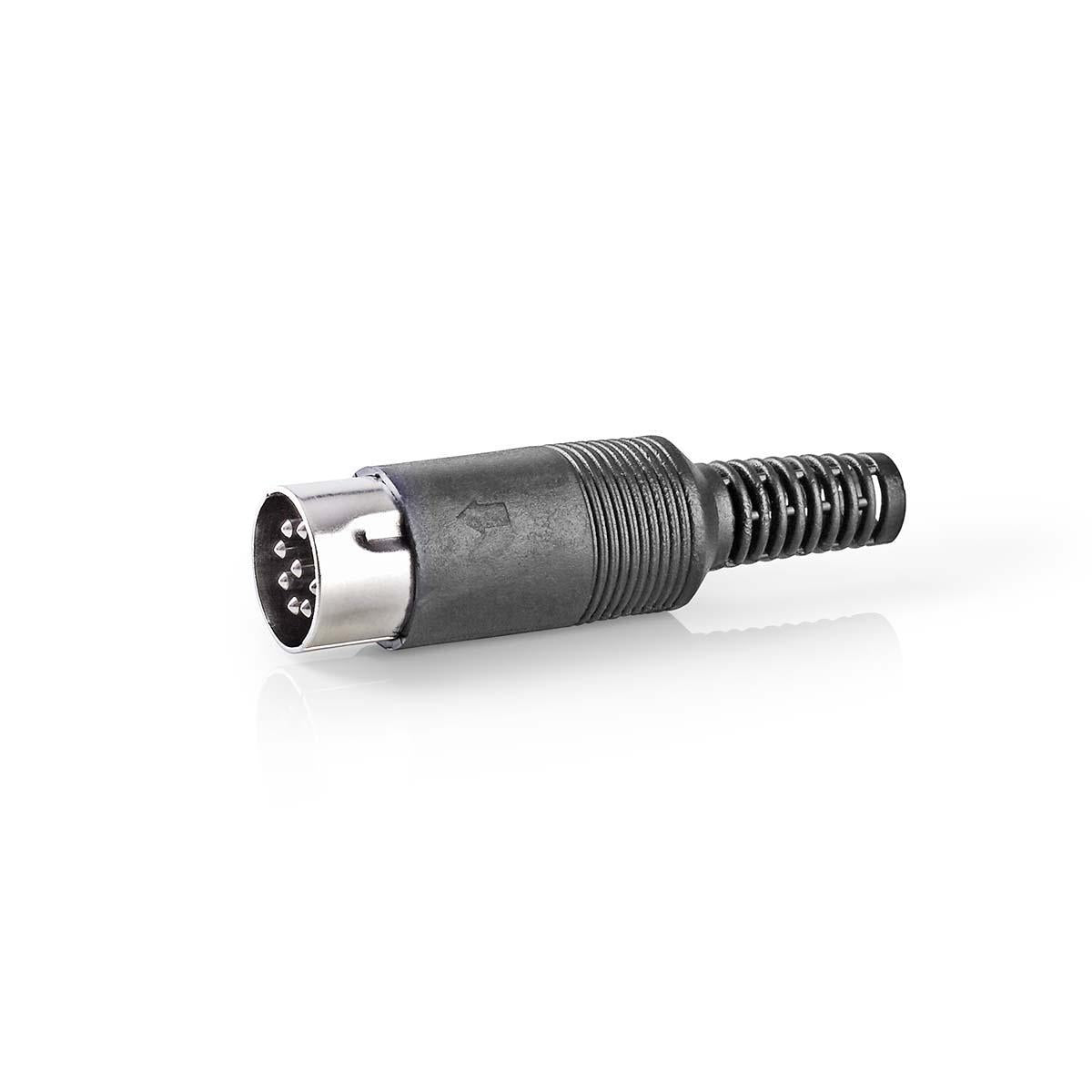 DIN connector | Straight | Male | Nickel Plated | Twist-On | Cable input diameter: 6.0 mm | PVC | Black | 25 pcs. | Plastic bag