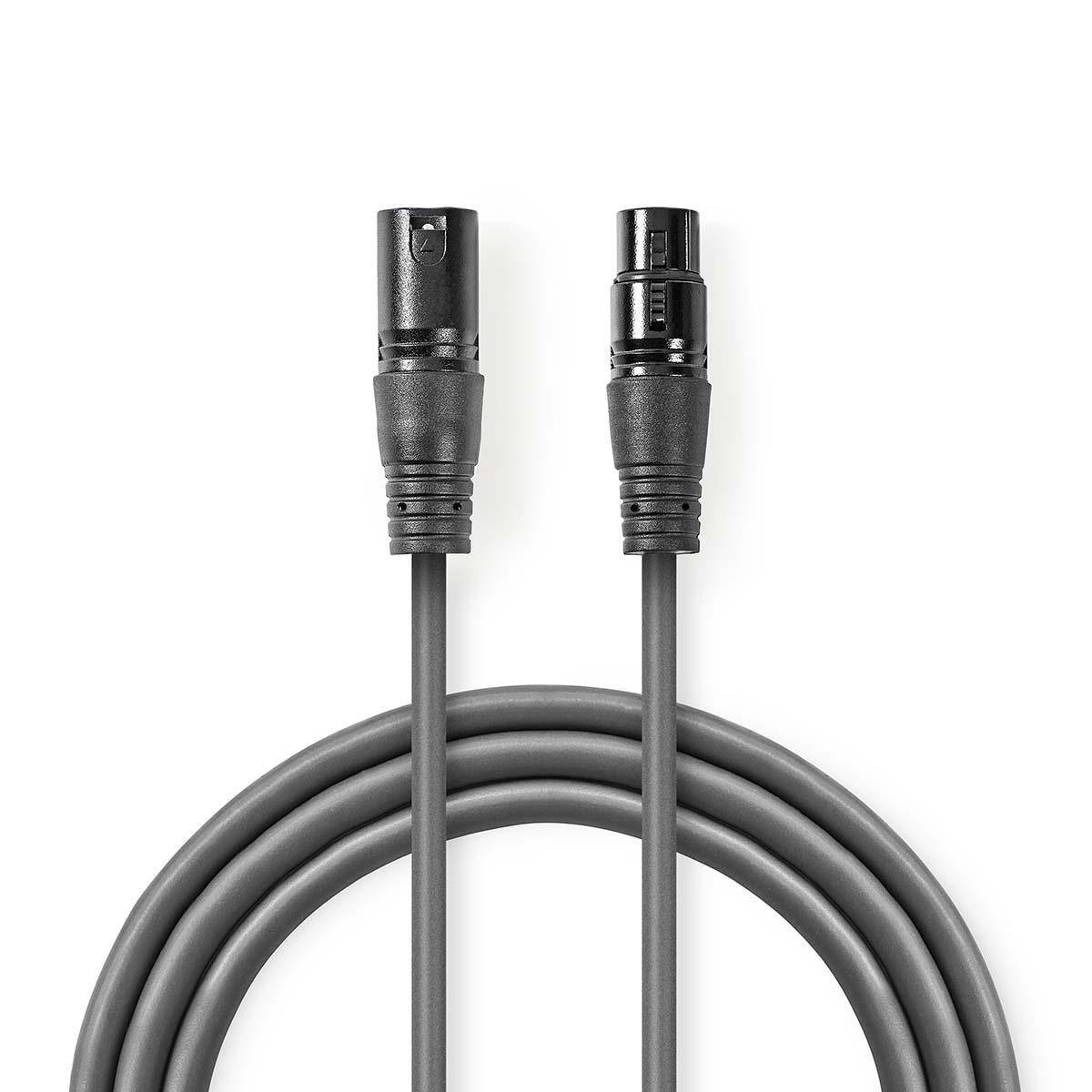 DMX adapter cable | XLR 3-pin male | XLR 3-pin female | Nickel Plated | 1.00 m | Round | PVC | Dark gray | Cardboard sleeve