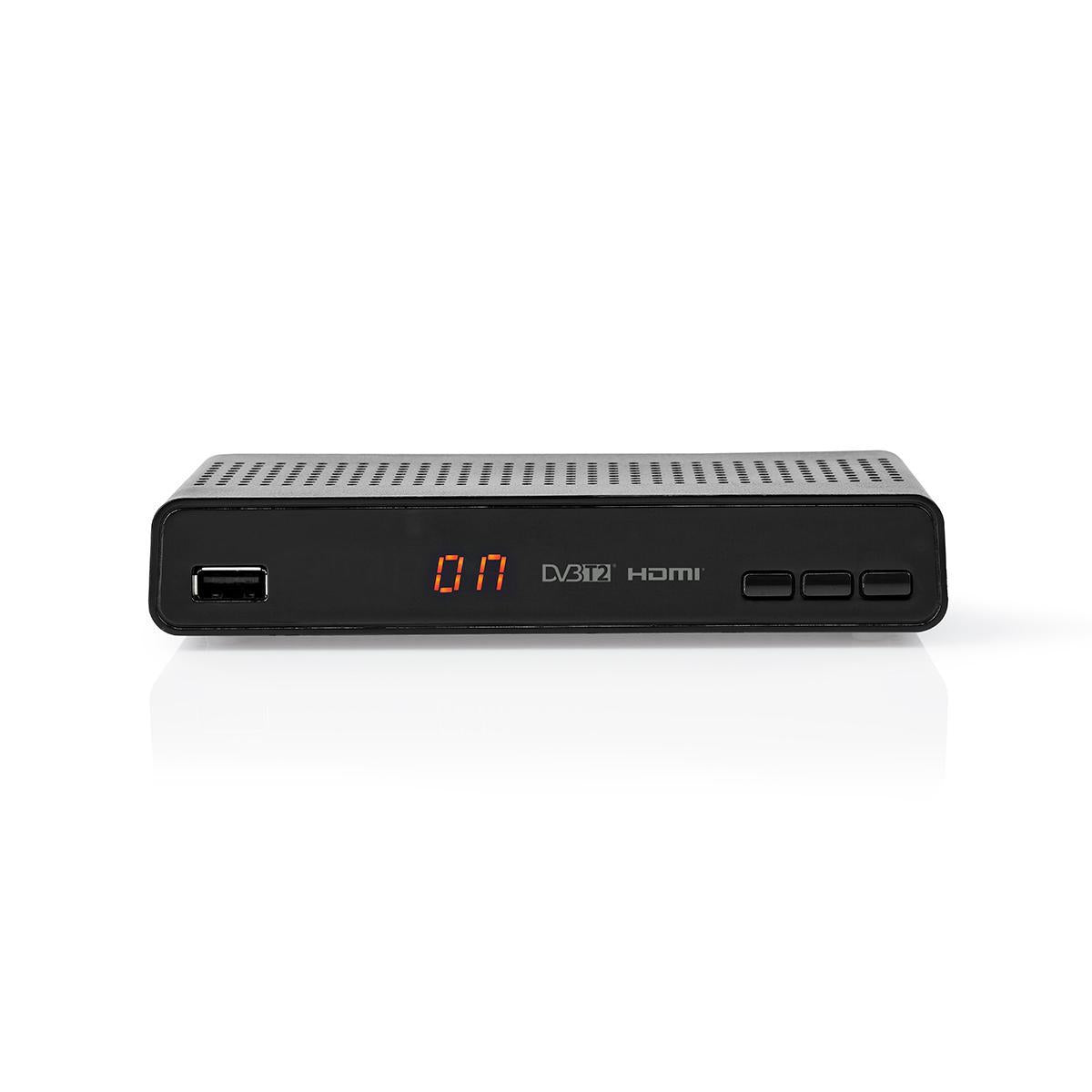 DVB-T2 receiver | Free To Air (FTA) | 480i / 480p / 576i / 576p / 720p / 1080i / 1080p | H.265 | 1000 Channels | Parental Control | Electronic Program Guide | Remote controlled | Black