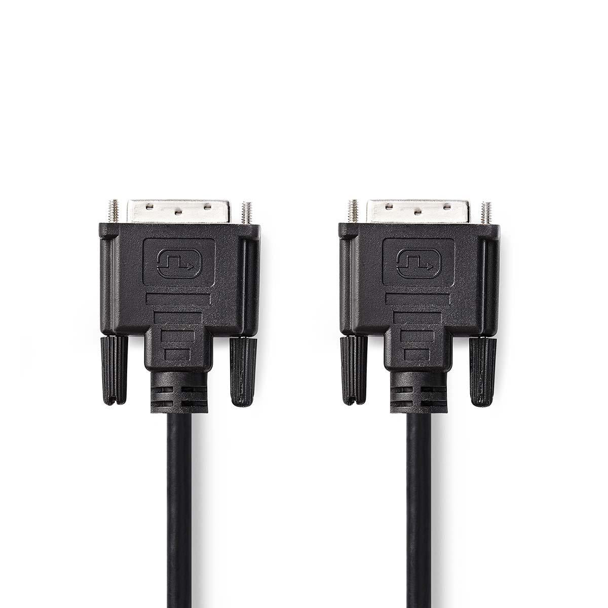 DVI cable | DVI-D 24+1-Pin Male | DVI-D 24+1-Pin Male | 1080p | Nickel Plated | 10.0 m | Straight | PVC | Black | Plastic bag