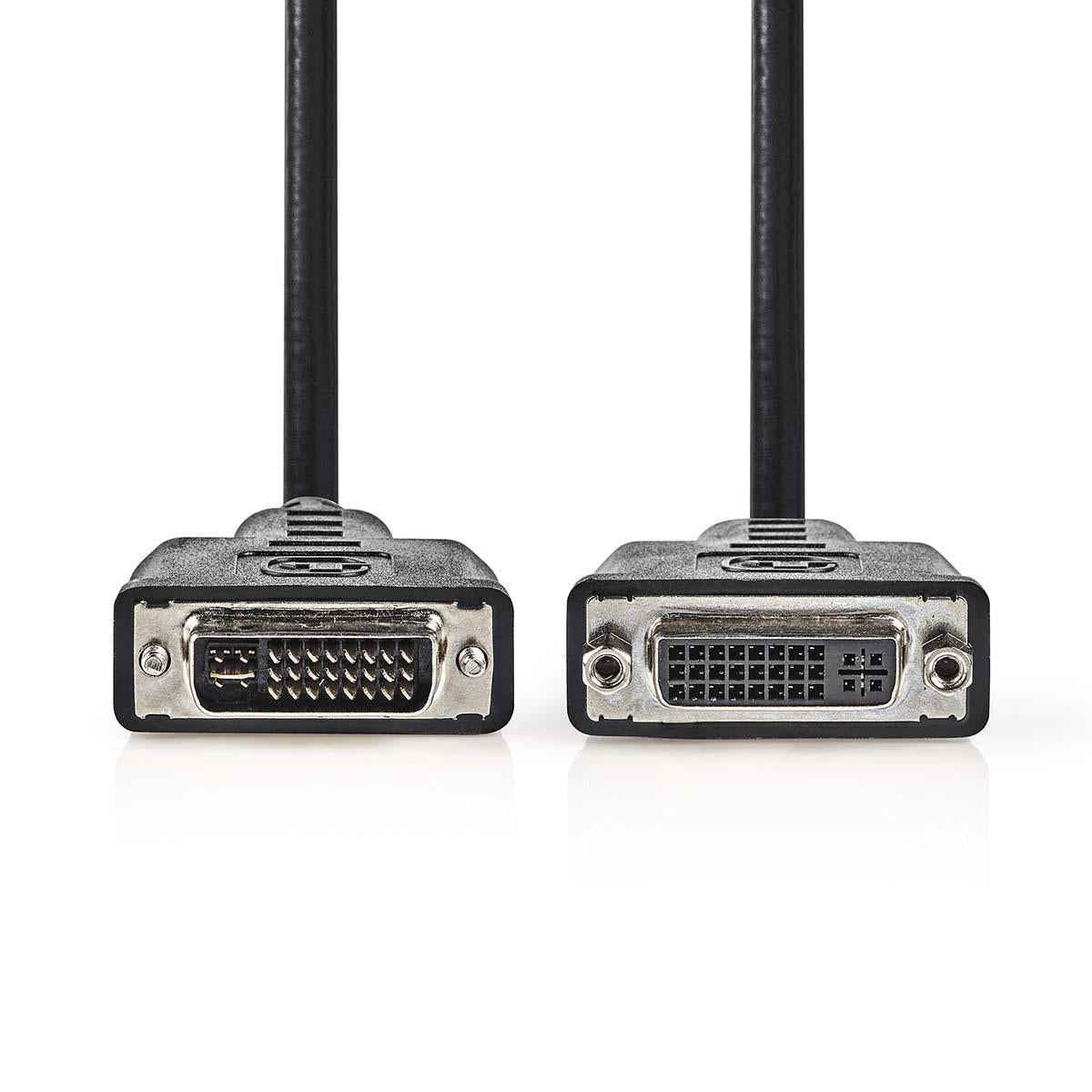 DVI cable | DVI-I 24+5-Pin Male | DVI-I 24+5-Pin Female | 2560x1600 | Nickel Plated | 2.00 m | Straight | PVC | Black | Plastic bag