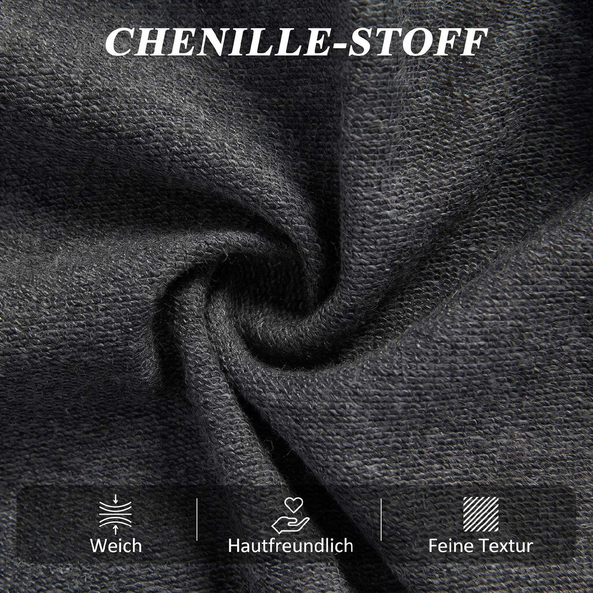 Dark Grey Convertible Sofa Bed – High-Density Foam, Chenille Fabric