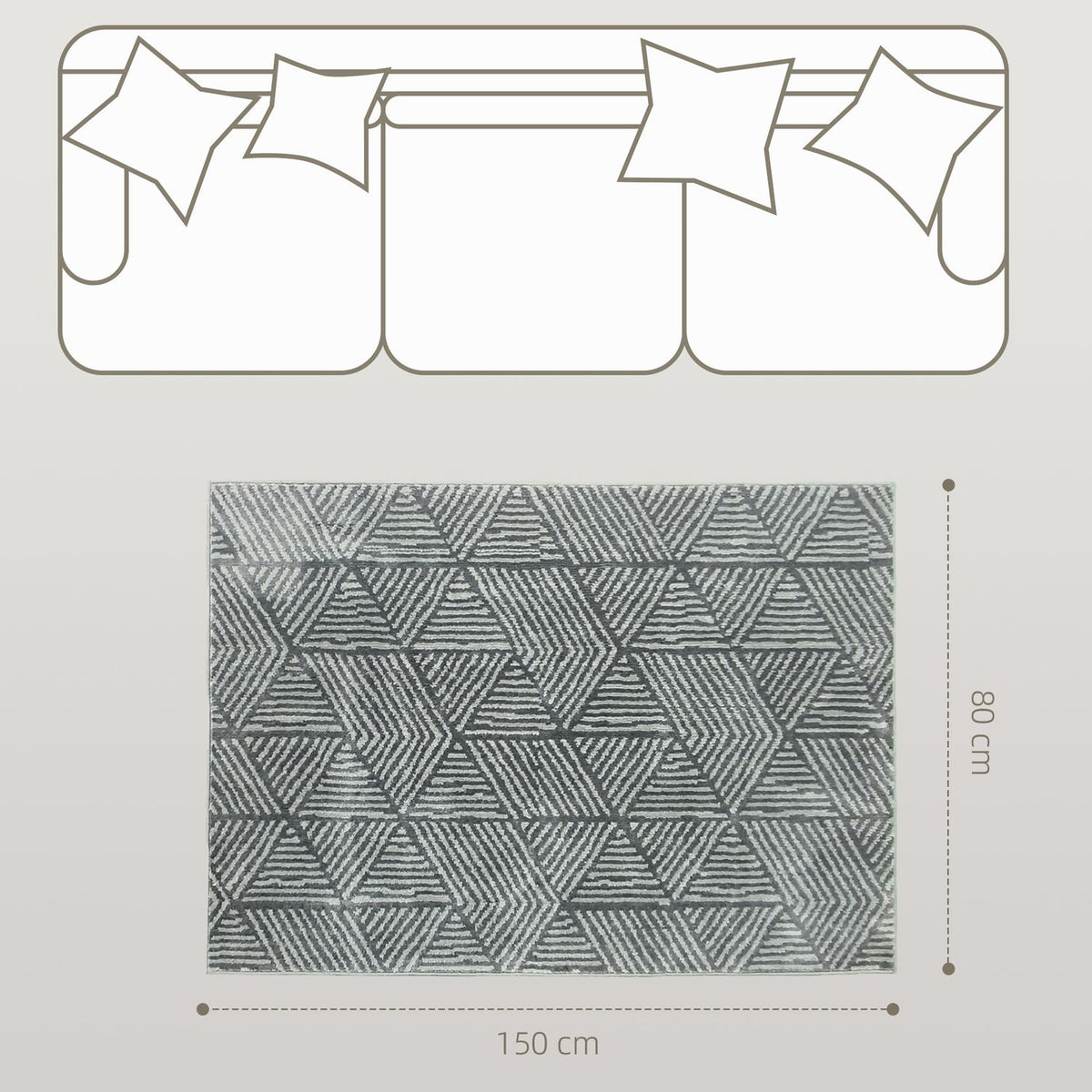 Dark Grey Washable Living Room Rug – 150 x 80 cm