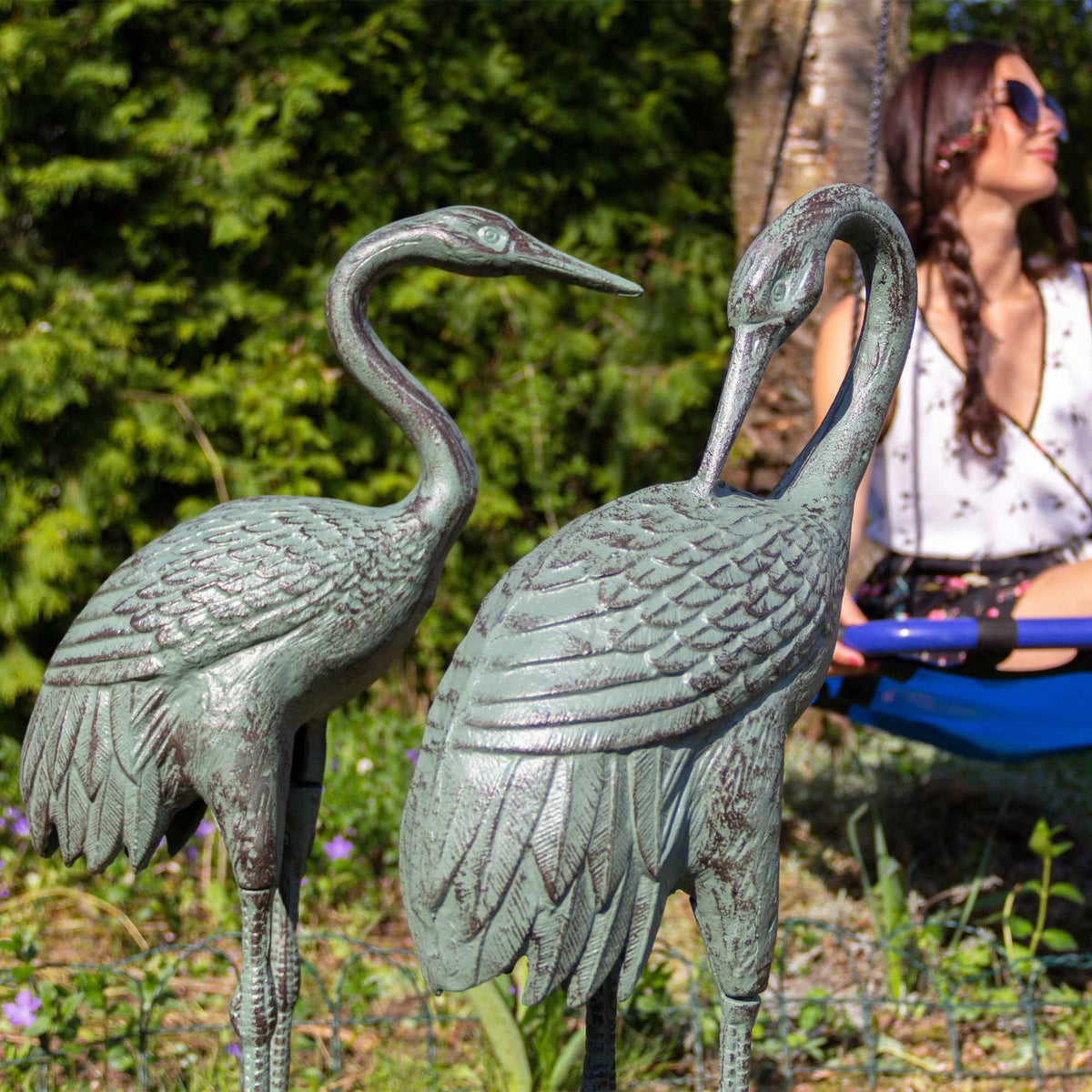 Decorative Cast Iron Crane Statue