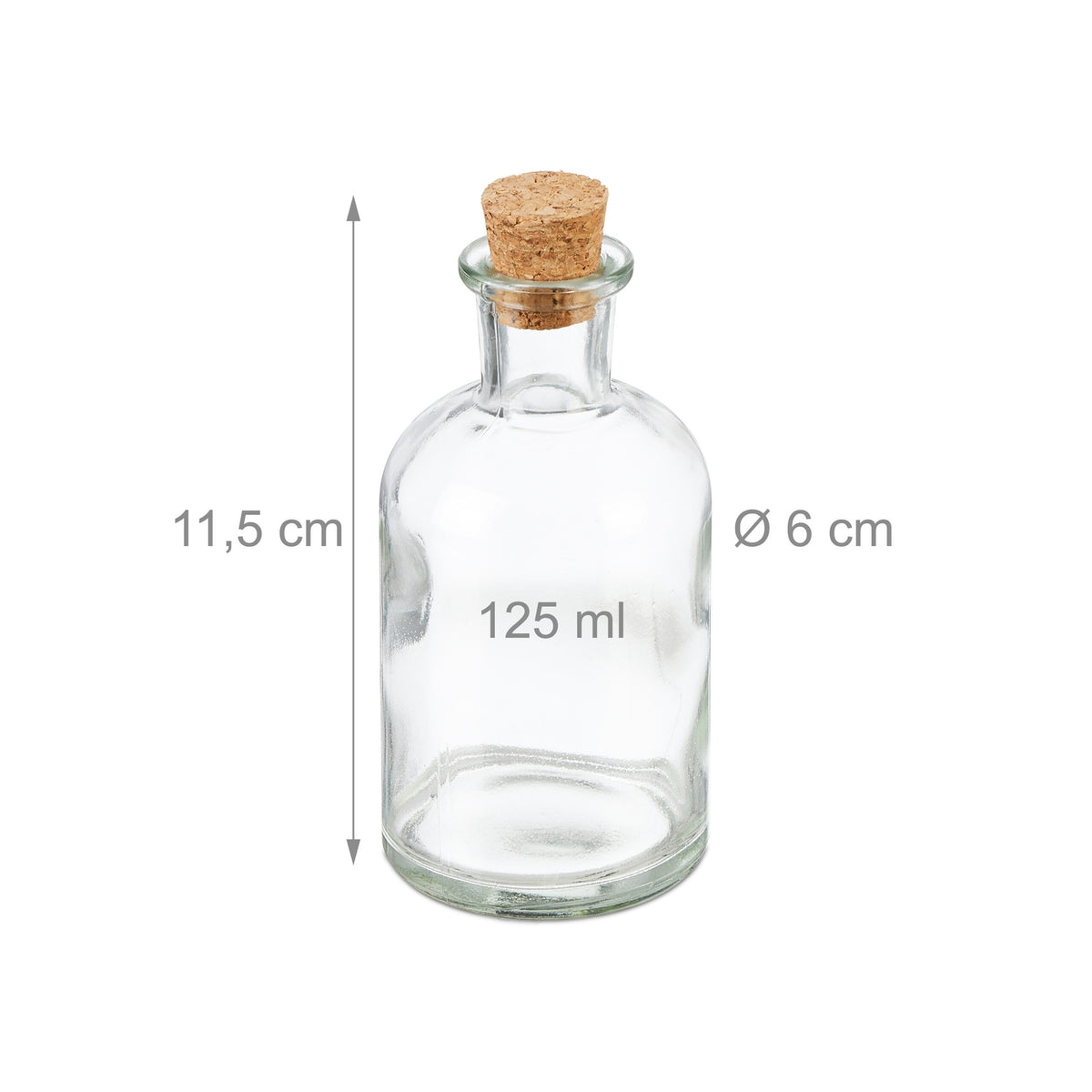 Decorative Glass Bottle Set with Cork Lids, 6-Pack