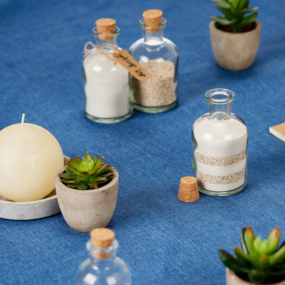 Decorative Glass Bottle Set with Cork Lids, 6-Pack