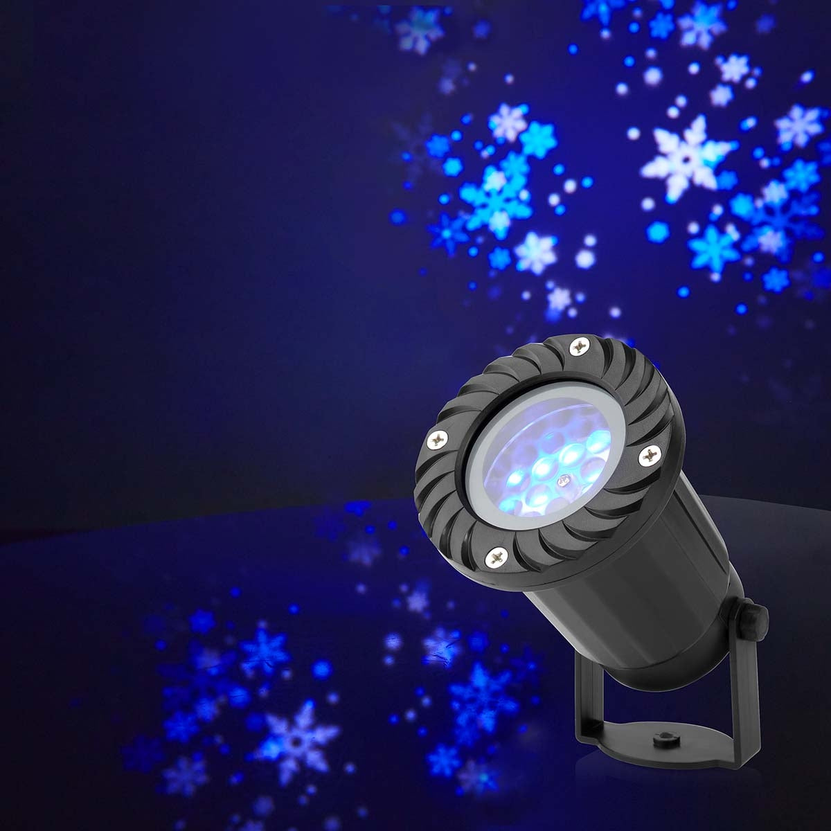 Decorative Light | LED Snowflake Projector | White and Blue Ice Crystals | Indoors or Outdoors