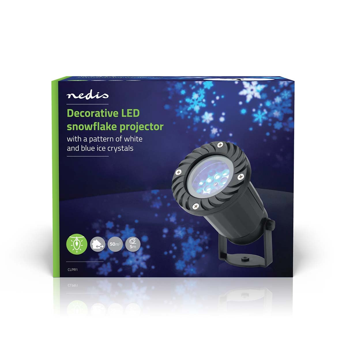 Decorative Light | LED Snowflake Projector | White and Blue Ice Crystals | Indoors or Outdoors