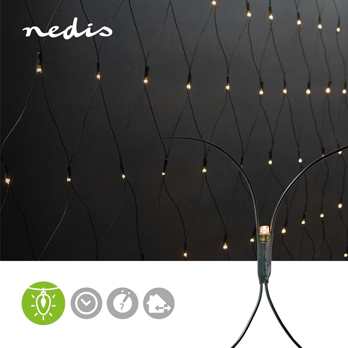 Decorative Net Lights | Warm White | 160 LEDs | 2 x 1 m | Lighting effects: 7 | Indoors or Outdoors | Power adapter