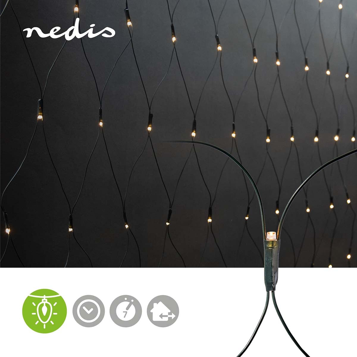 Decorative Net Lights | Warm White | 320 LEDs | 3 x 1.5 m | Lighting effects: 7 | Indoors or Outdoors | Power adapter