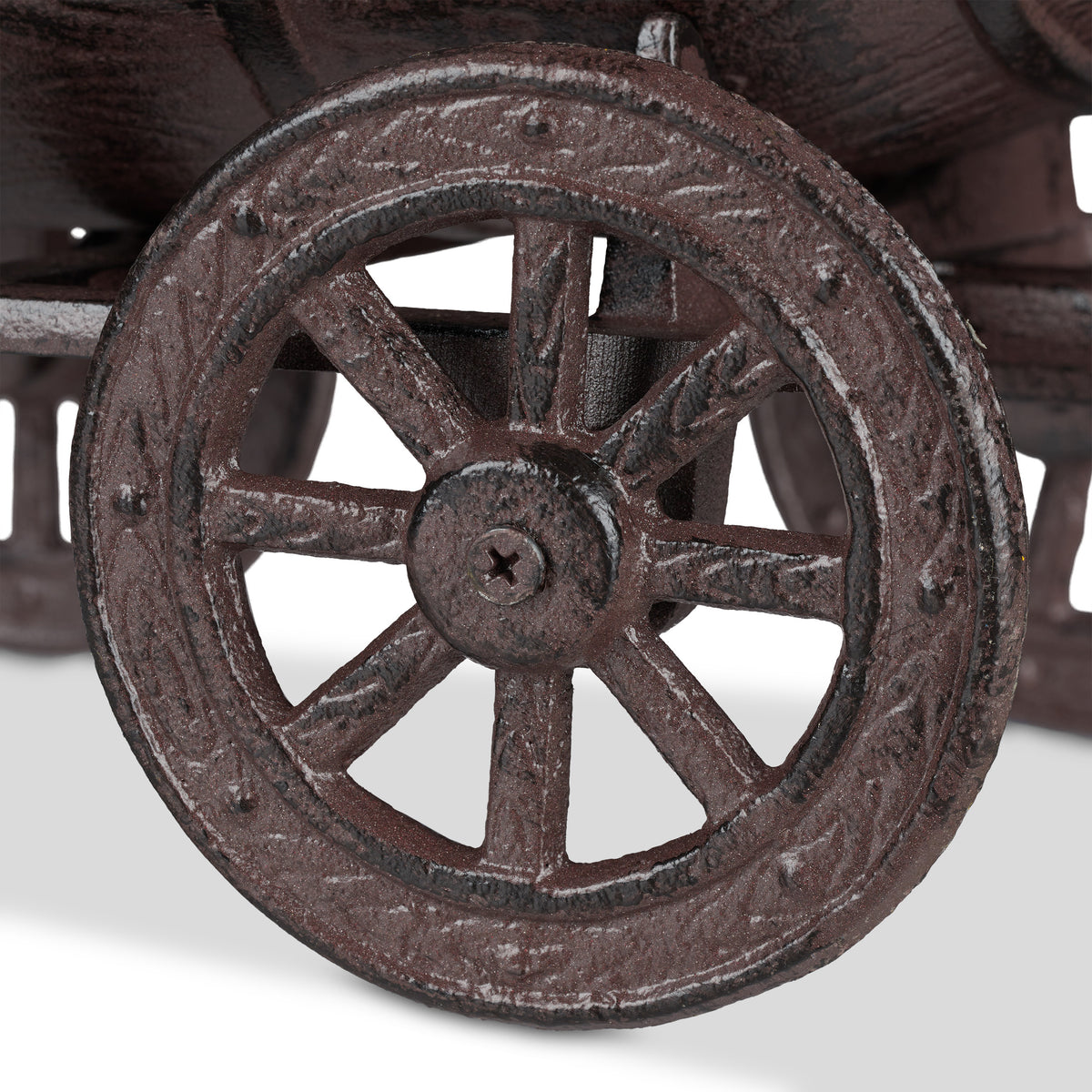 Decorative Planter Barrel on Handcart