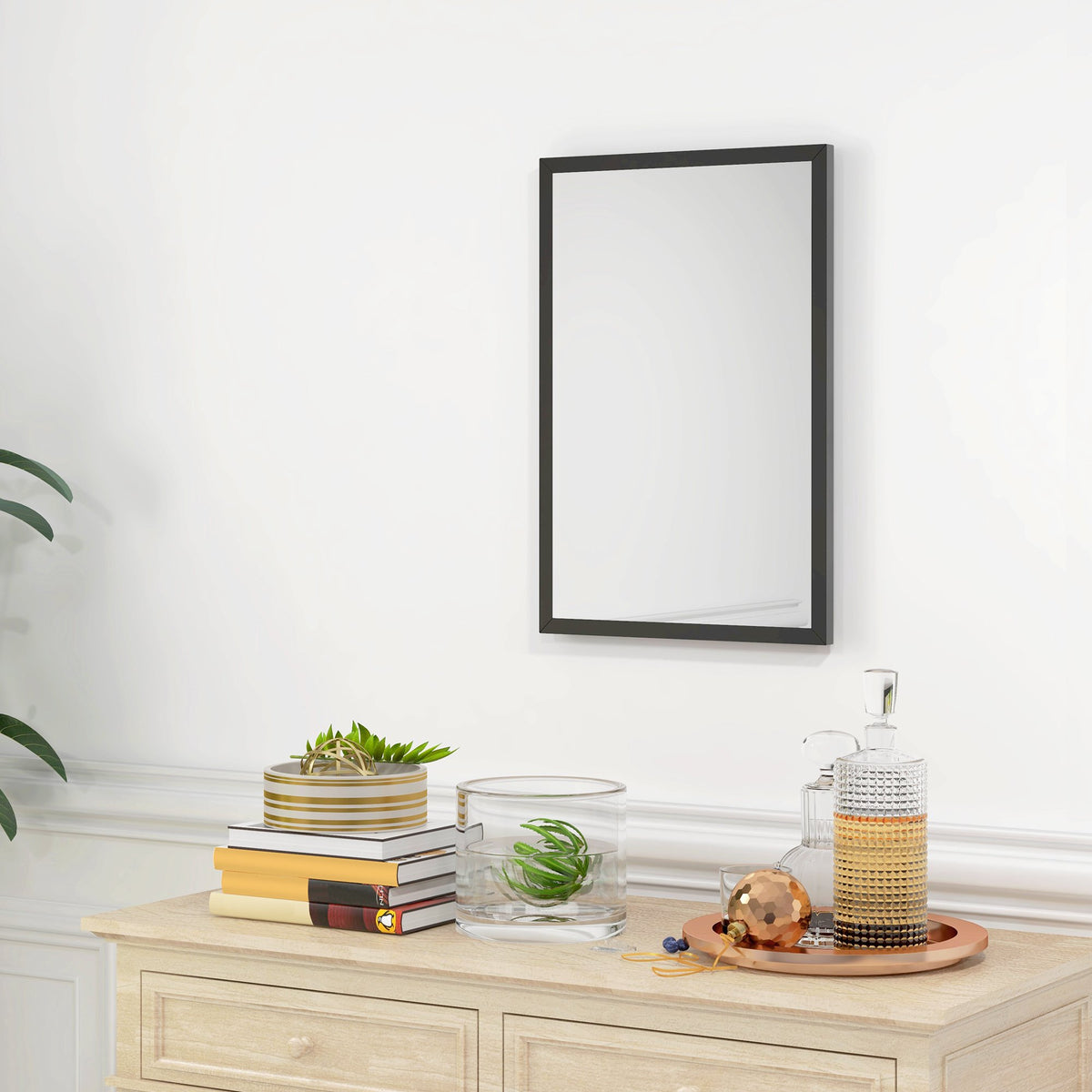 Decorative Wall Mirror, 40 x 60 cm, Black MDF Frame