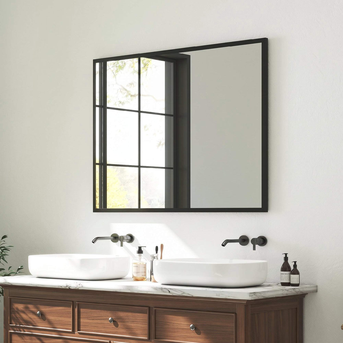Decorative Wall Mirror, 76.2 x 101.6 cm, Black MDF Frame