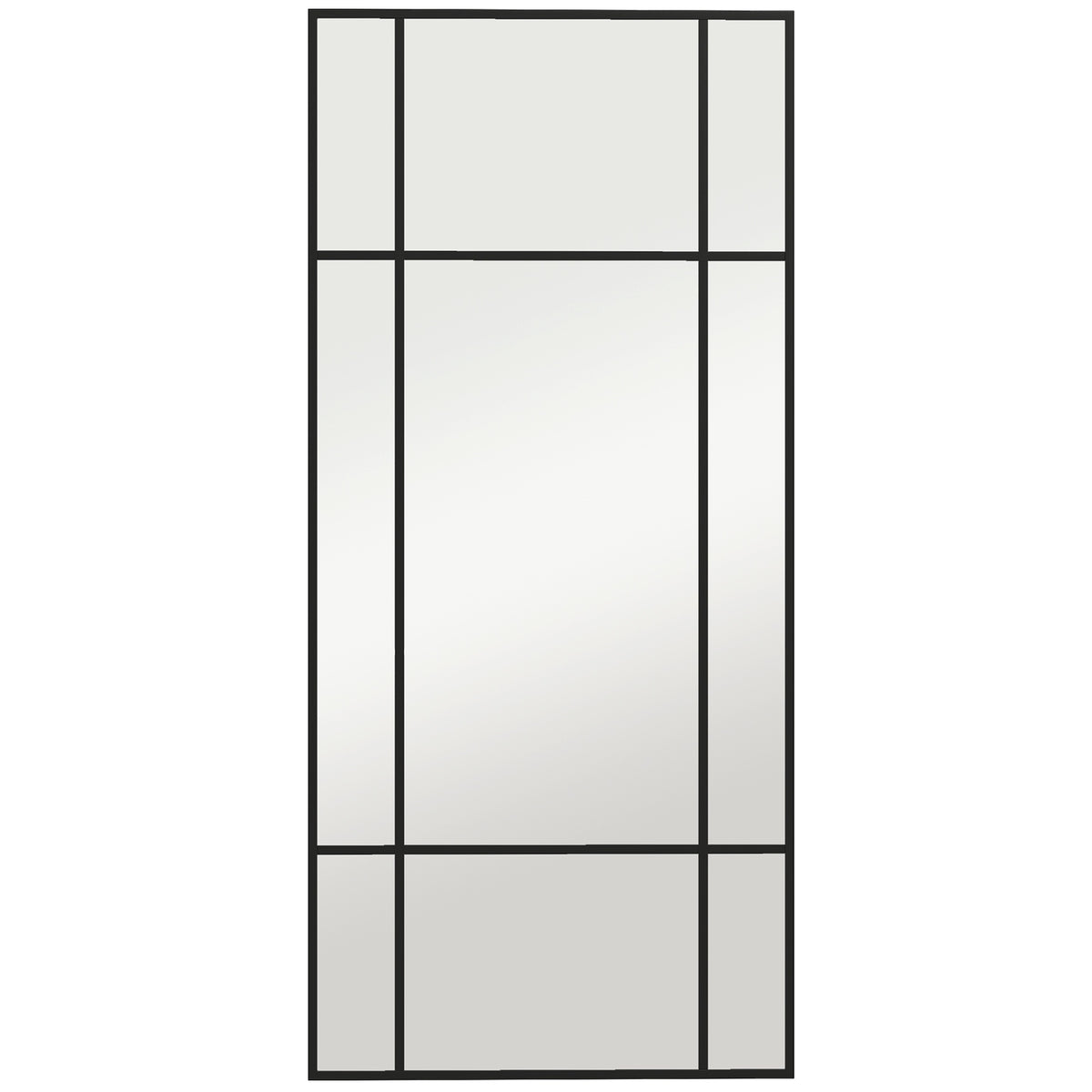 Decorative Wall Mirror, Black Metal Frame, 50x110 cm